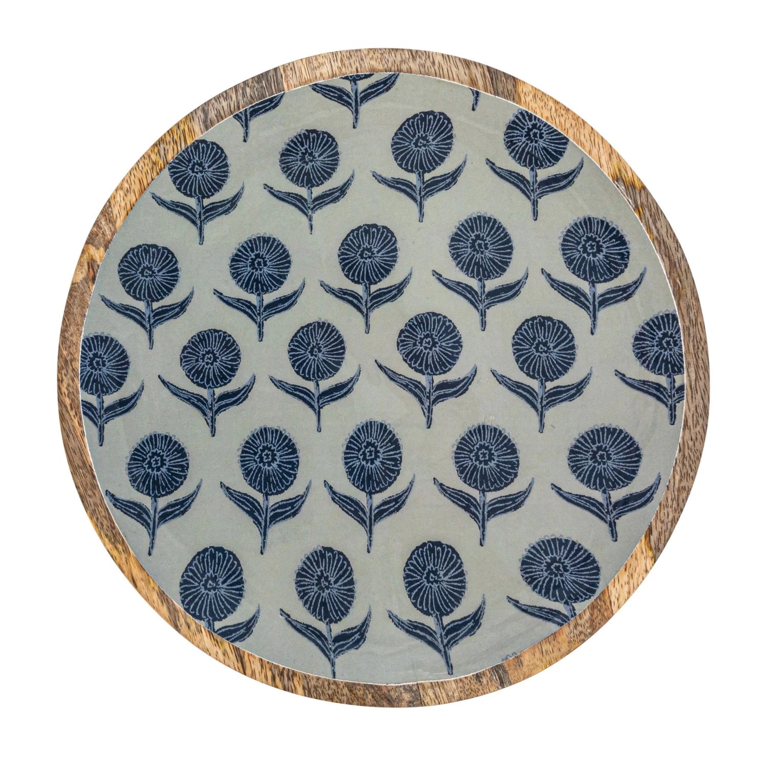 Blue & White Mango Wood Serving Tray Set - Handcrafted Decorative Wooden Tray for Dining, Coffee Table, Vanity & Home Decor - Eco-Friendly Kitchen & Living Room Accessories