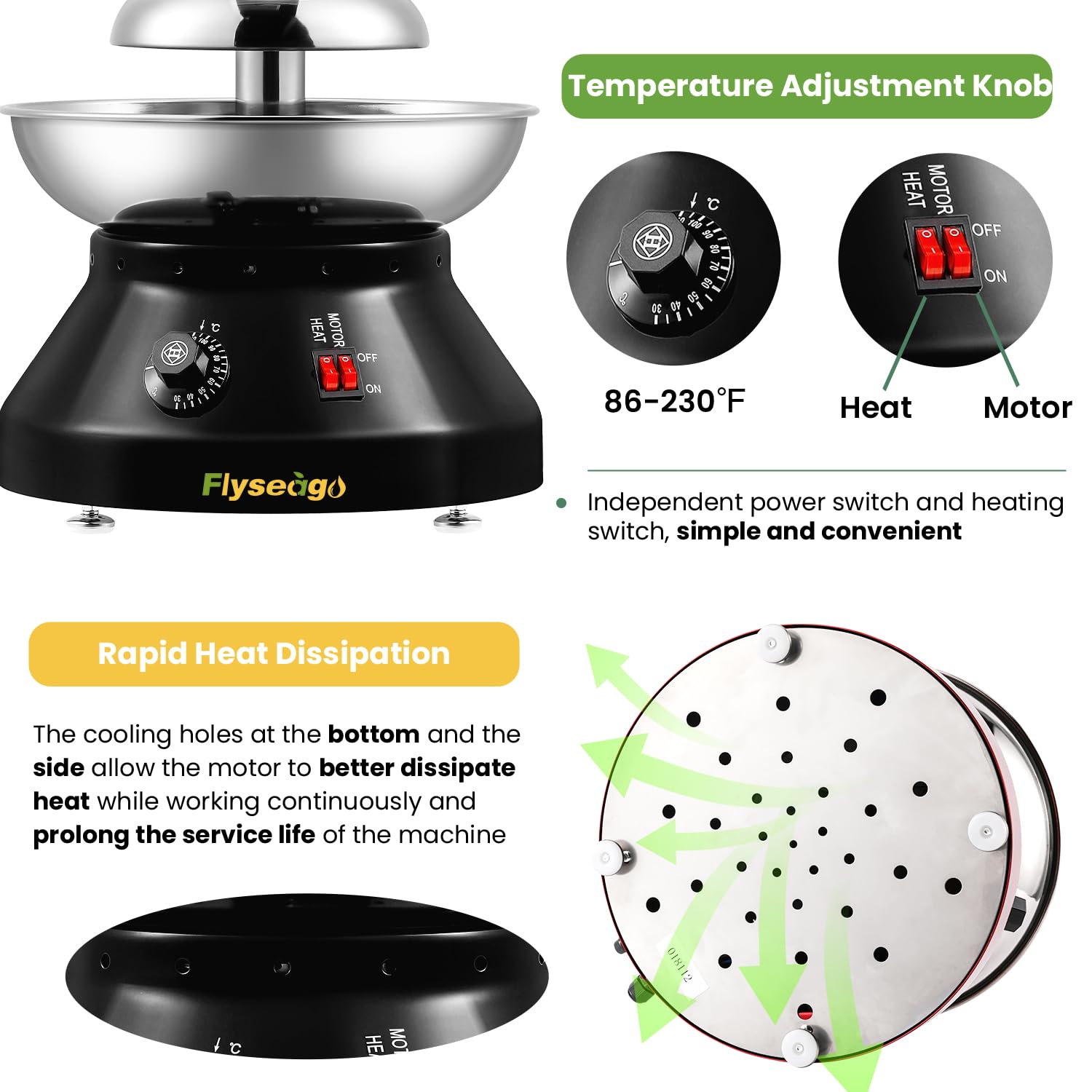 Commercial Chocolate Fountain Machine - 5 Tier 7-Pound Stainless Steel Hot Chocolate & Cheese Melting Heater for Parties, Weddings, Events | Perfect for Nacho Cheese, Dessert Buffets & Catering (Flash Black)