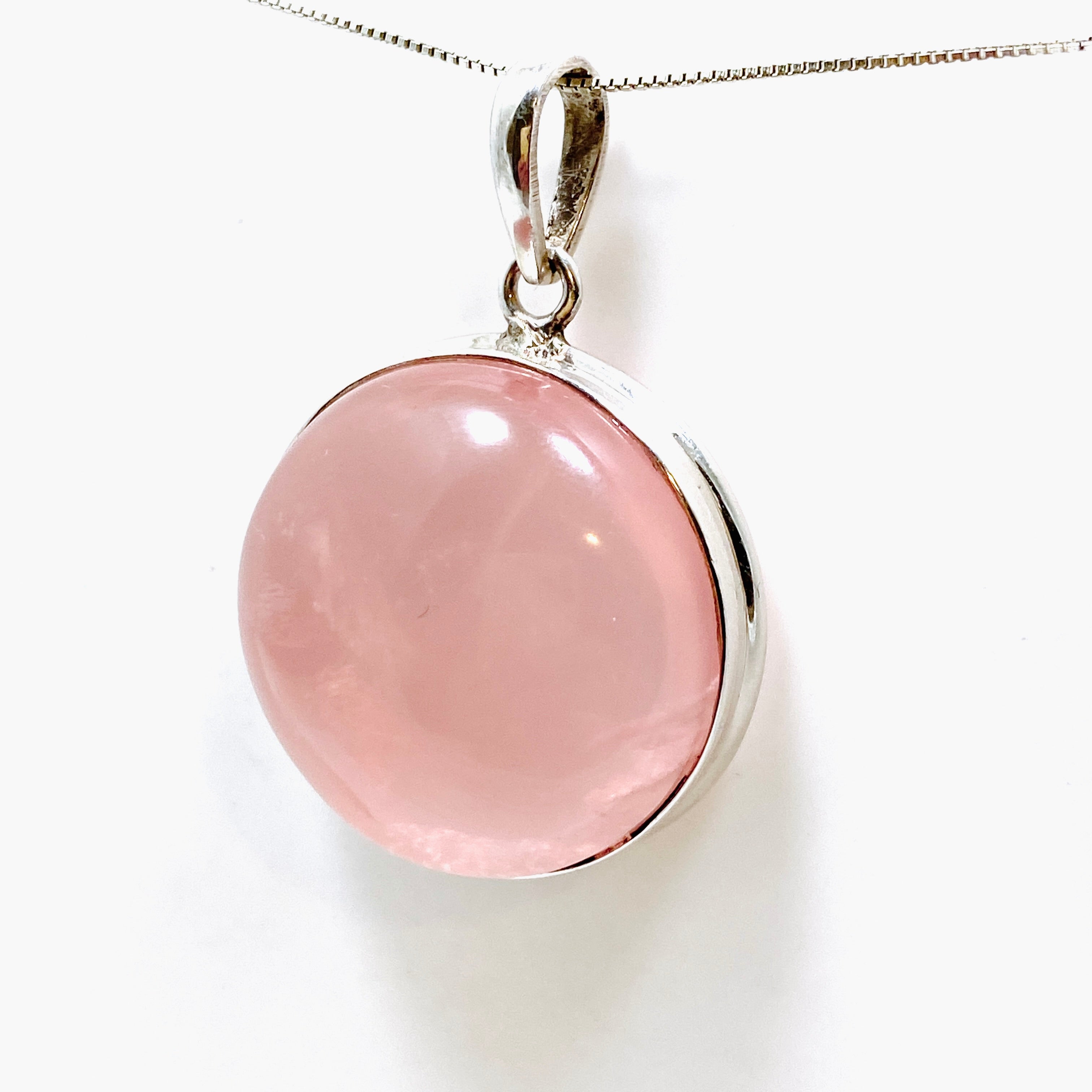 Natural Rose Quartz Round Cabochon Pendant - 15mm Healing Crystal Jewelry for Necklace Making, Meditation & Spiritual Gifts