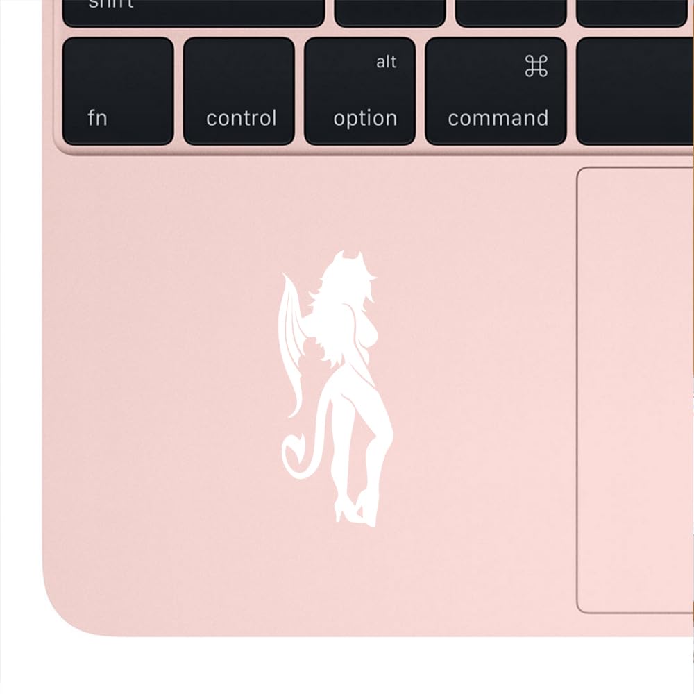 Sexy Devil Girl (White) - Set of 2 Premium Waterproof Vinyl Decal Stickers for Laptop, Phone, Helmet, Car Window, Bumper, Mug, Cup, Door & Wall Decor - Perfect for Customizing Tech Accessories, Vehicles, Home & Office Decorations