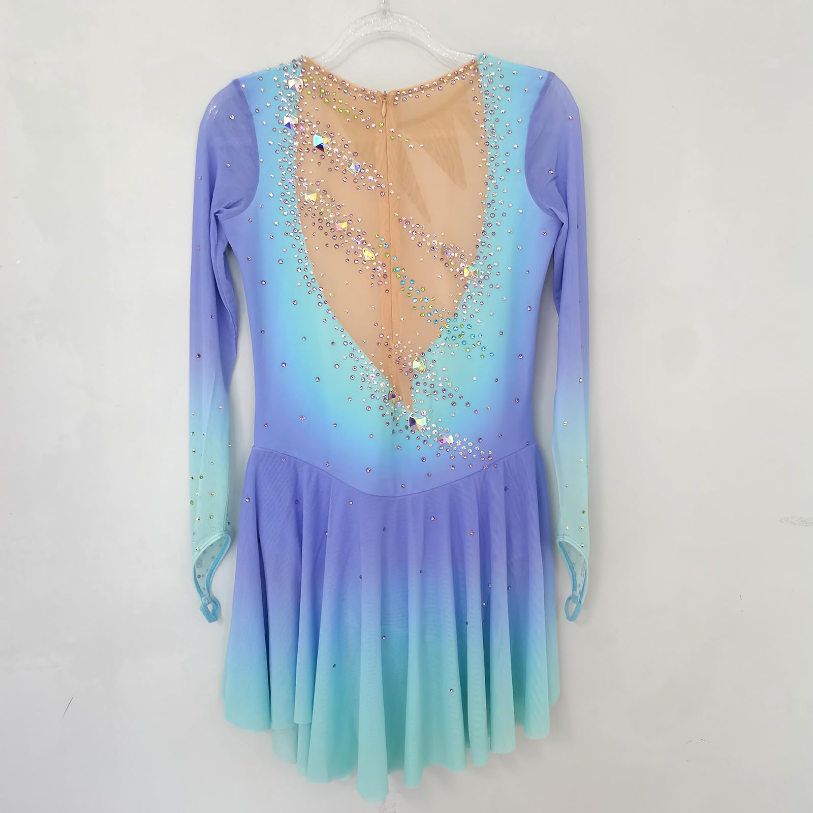 Professional Girls Figure Skating Outfit - Blue & Purple Competition Costume for Ice Shows, Performances & Events | High-Quality Performance Wear for Skaters