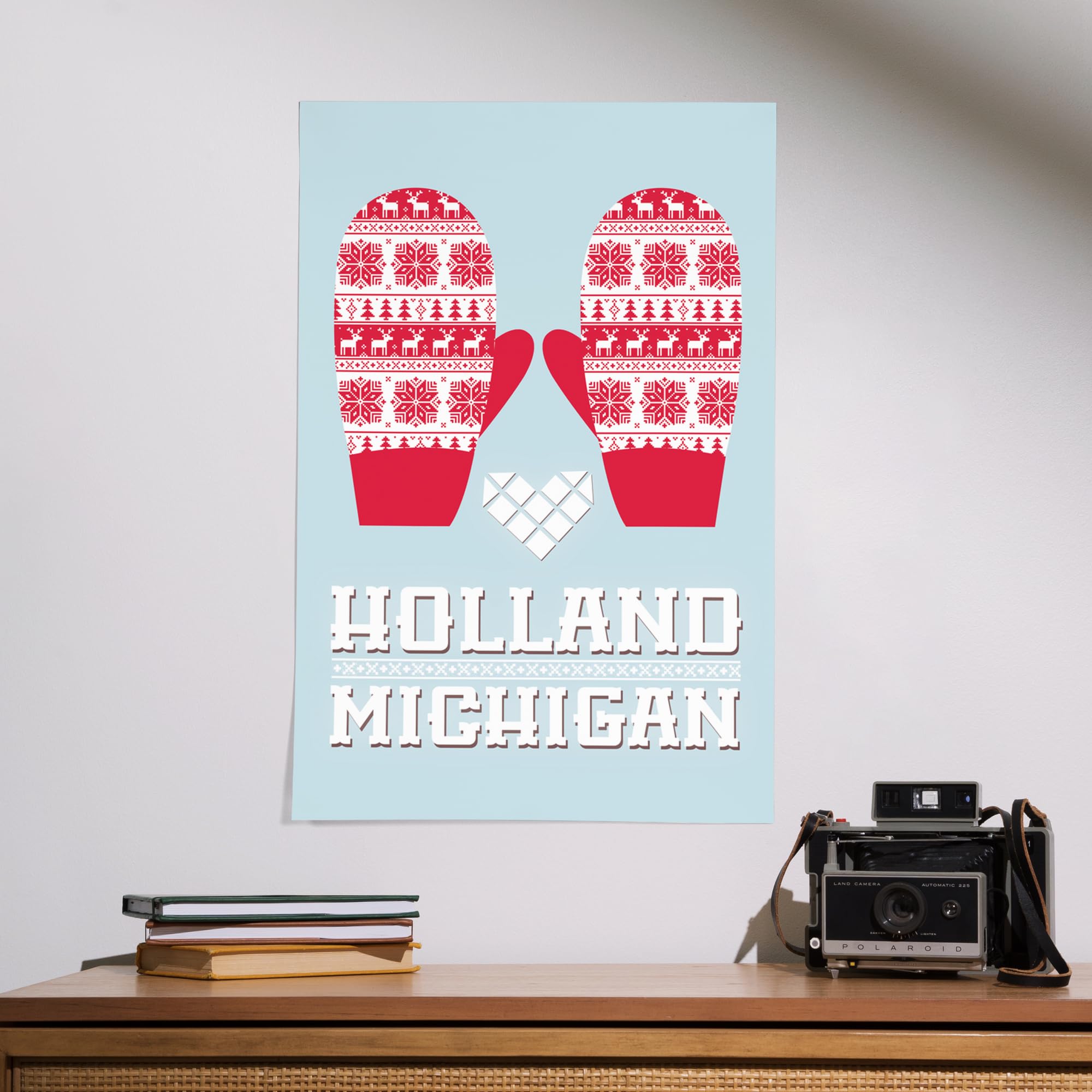 Lantern Press 16x24 Inch Giclee Art Print - Holland Michigan Mittens Wall Decor - Perfect for Living Room, Bedroom & Office