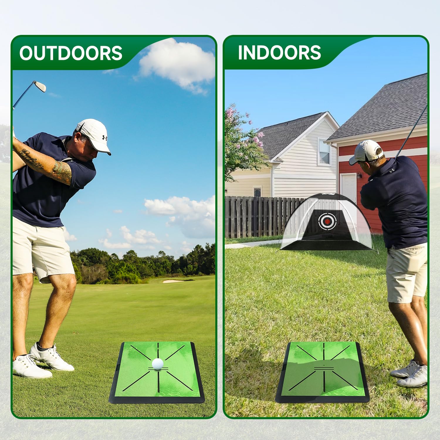 COOLMOON Golf Training Mat with Swing Path Detection - Advanced Swing Tracker Mat with Rubber Backing for Indoor/Outdoor Practice | Perfect for Home, Driving Range & Backyard Golf Training