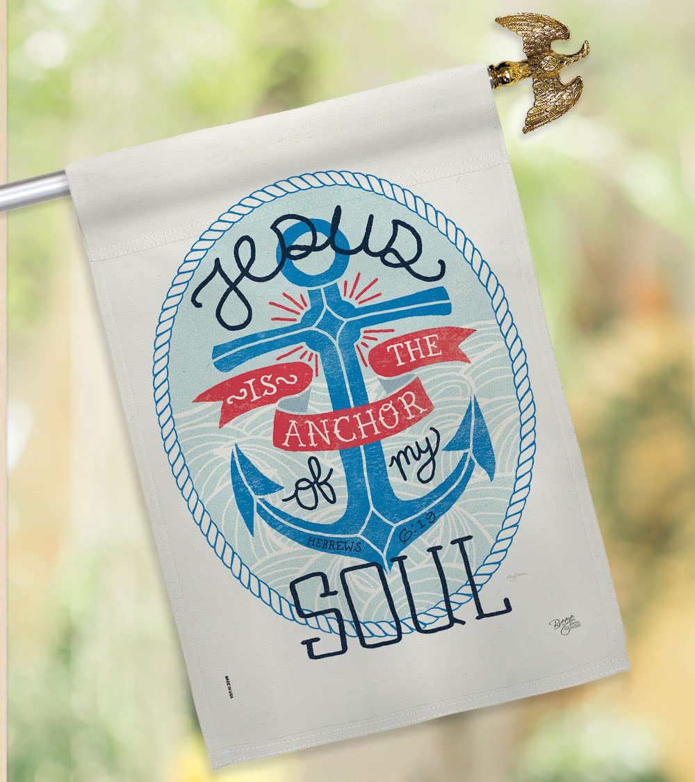 Jesus is The Anchor House Flag - Religious Bible Verse Christian Decor with Eagle Design - Double-Sided Outdoor Garden Yard Banner for Faith, Hope & Prayer - Made in USA - Perfect for Church Events, Home Worship & Christian Gift Giving