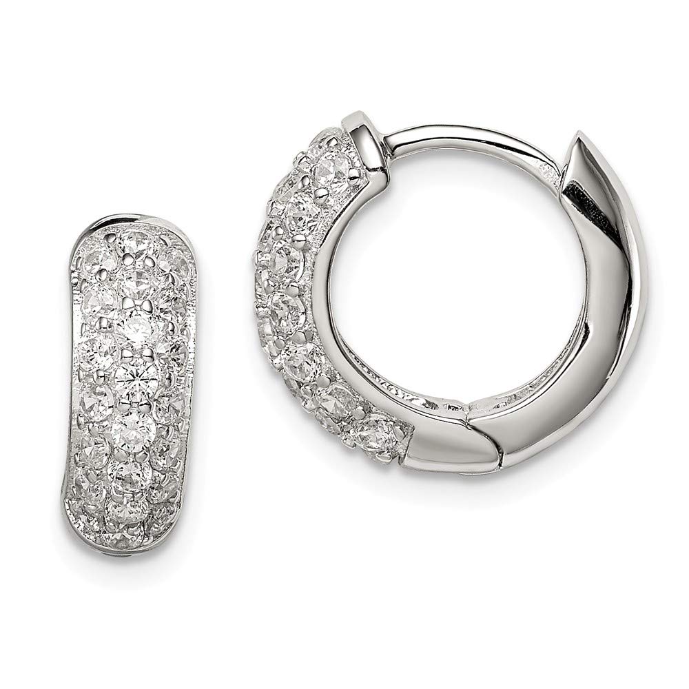 925 Sterling Silver Cubic Zirconia CZ Hinged Hoop Earrings (14mm x 5mm) - Elegant Dangle Earrings for Women, Perfect for Parties, Weddings & Everyday Wear