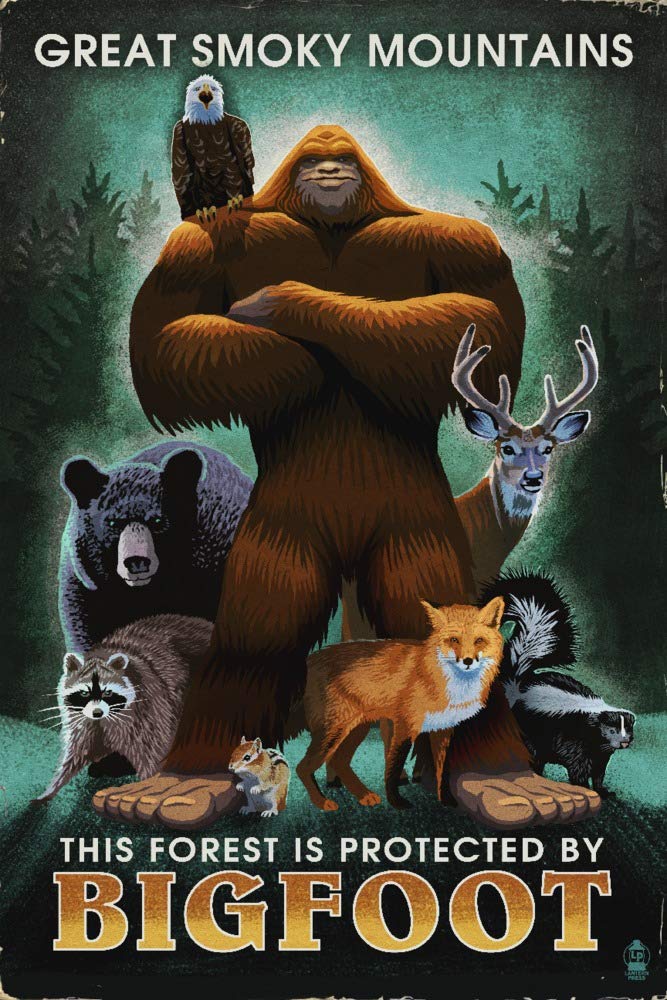 Signed Bigfoot 91165 Art Print - 24x36 Great Smoky Mountains Forest Wall Decor Poster - Perfect for Home, Office & Cabin Decor
