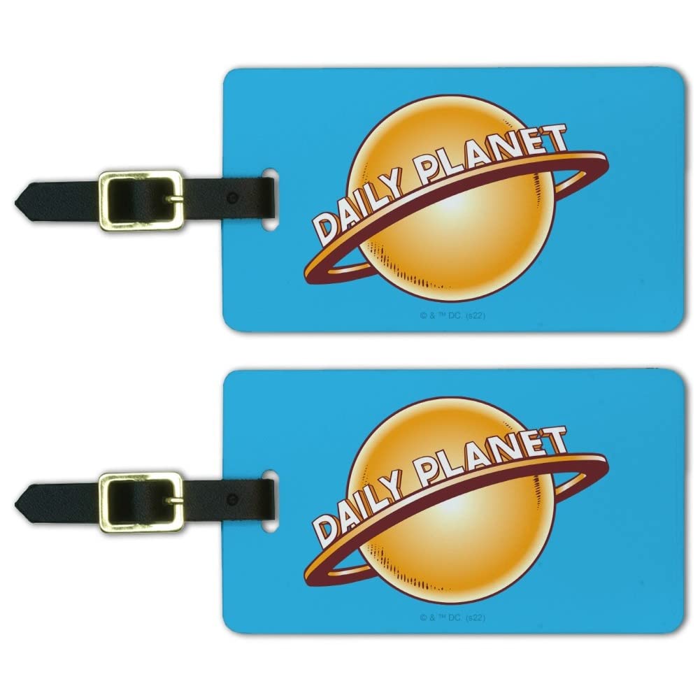 Superman Daily Planet Luggage ID Tags - Set of 2 Durable Suitcase Tags for Travel, Carry-On Bags & Backpacks - Perfect for Airports, Business Trips & Vacation Identification