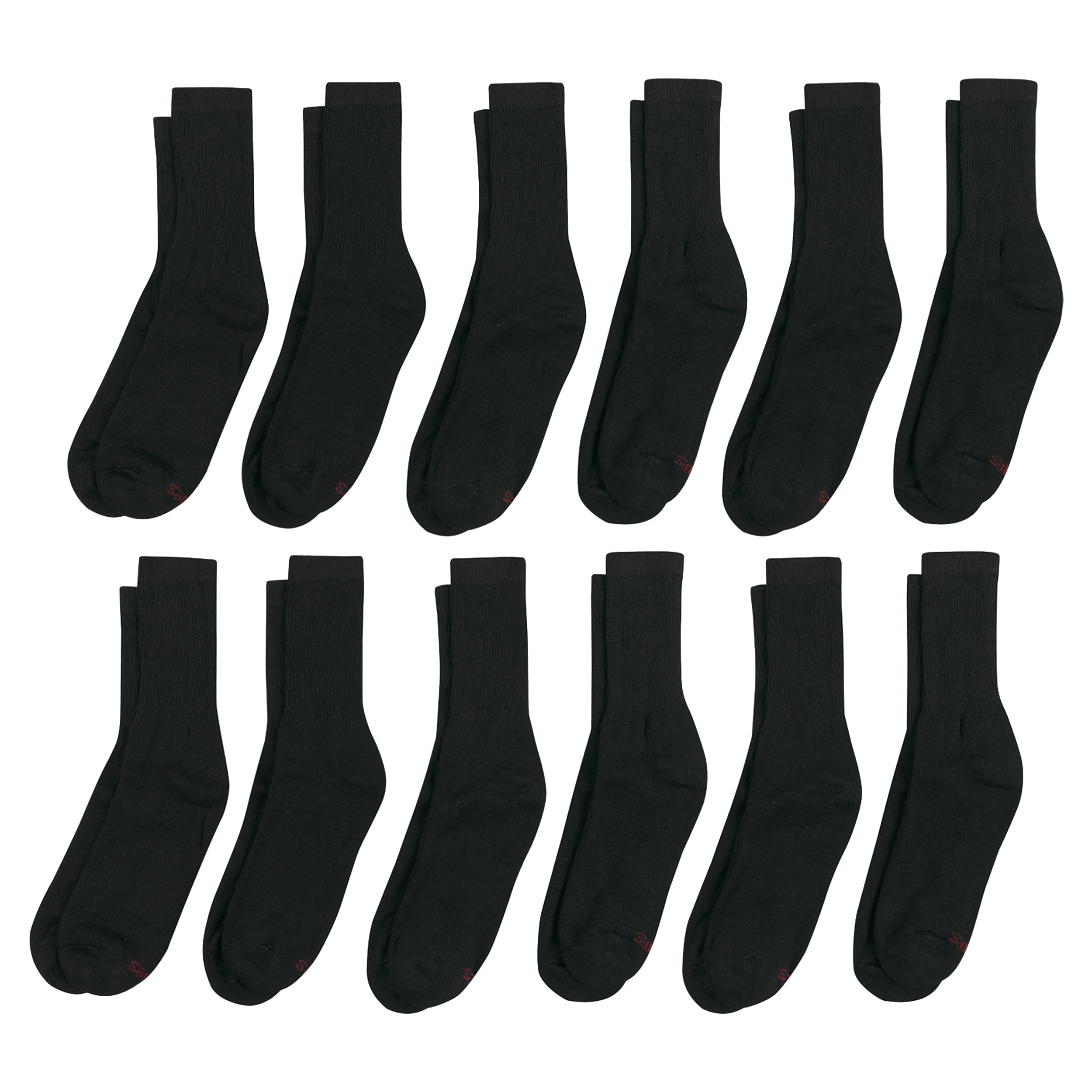 Hanes Men's Double Tough Crew Socks 12-Pair Pack - Durable Cotton Work Socks for Everyday Wear, Sports & Outdoor Activities