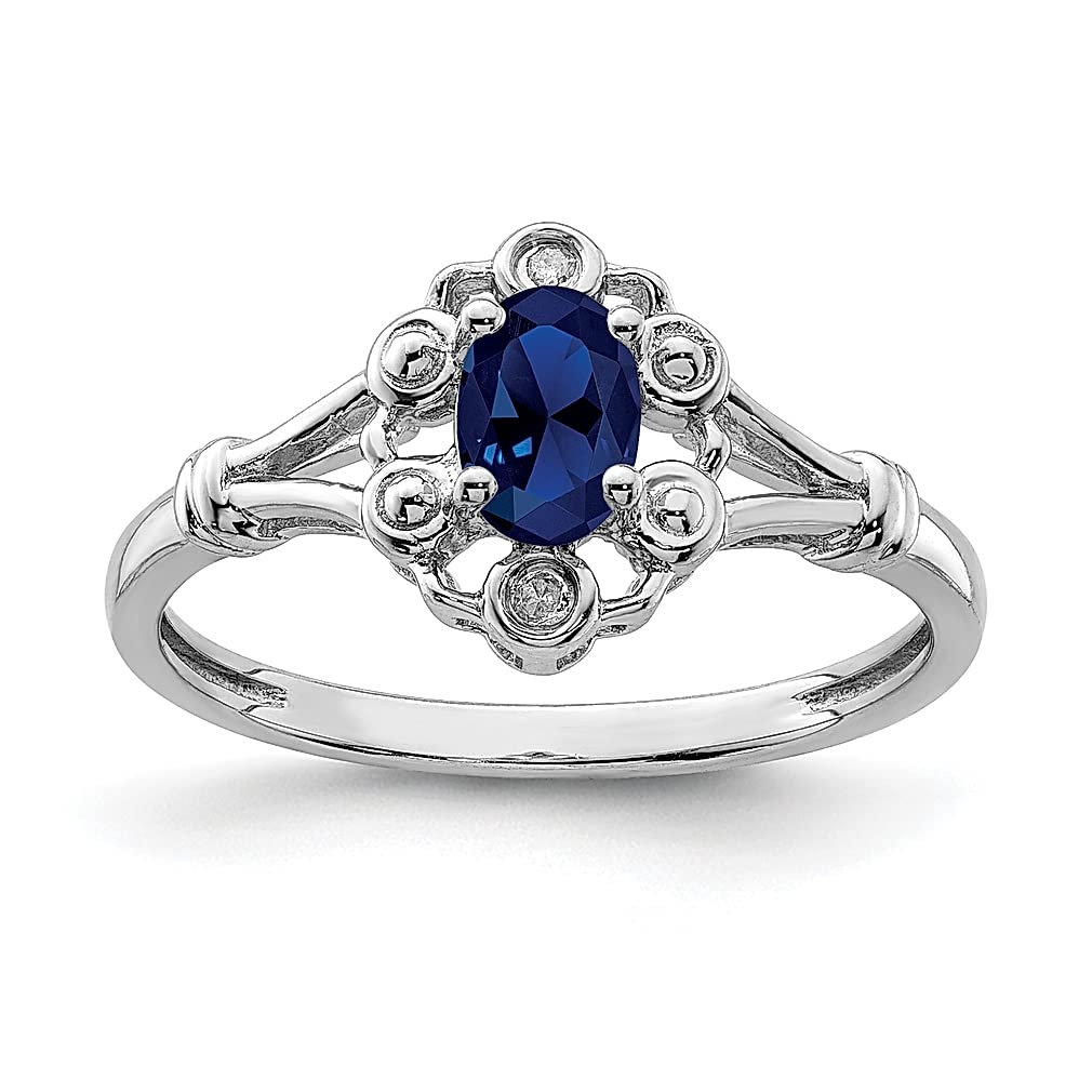 925 Sterling Silver Created Sapphire & Diamond Band Ring - September Birthstone Jewelry for Women | Elegant Gemstone Gift for Her | Perfect for Anniversaries, Engagements & Special Occasions