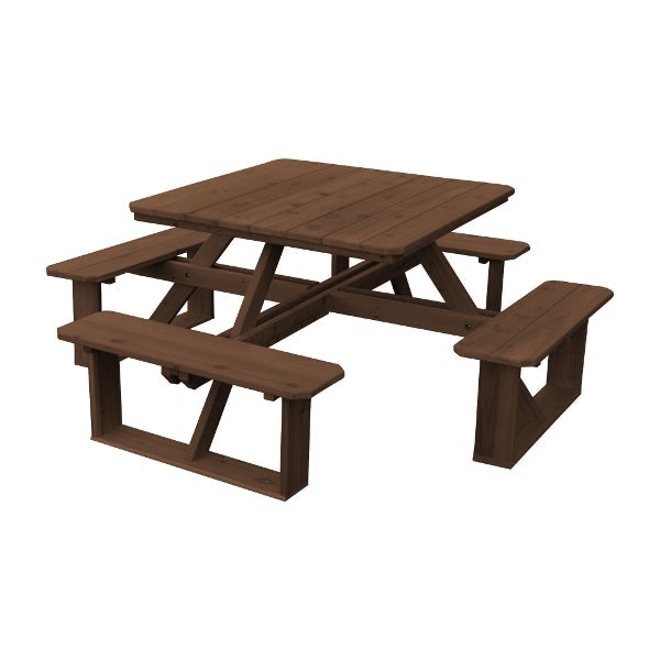 Premium Western Red Cedar Square Walk-In Table - Durable Outdoor Dining & Patio Furniture for Garden, Deck, and Backyard Entertaining