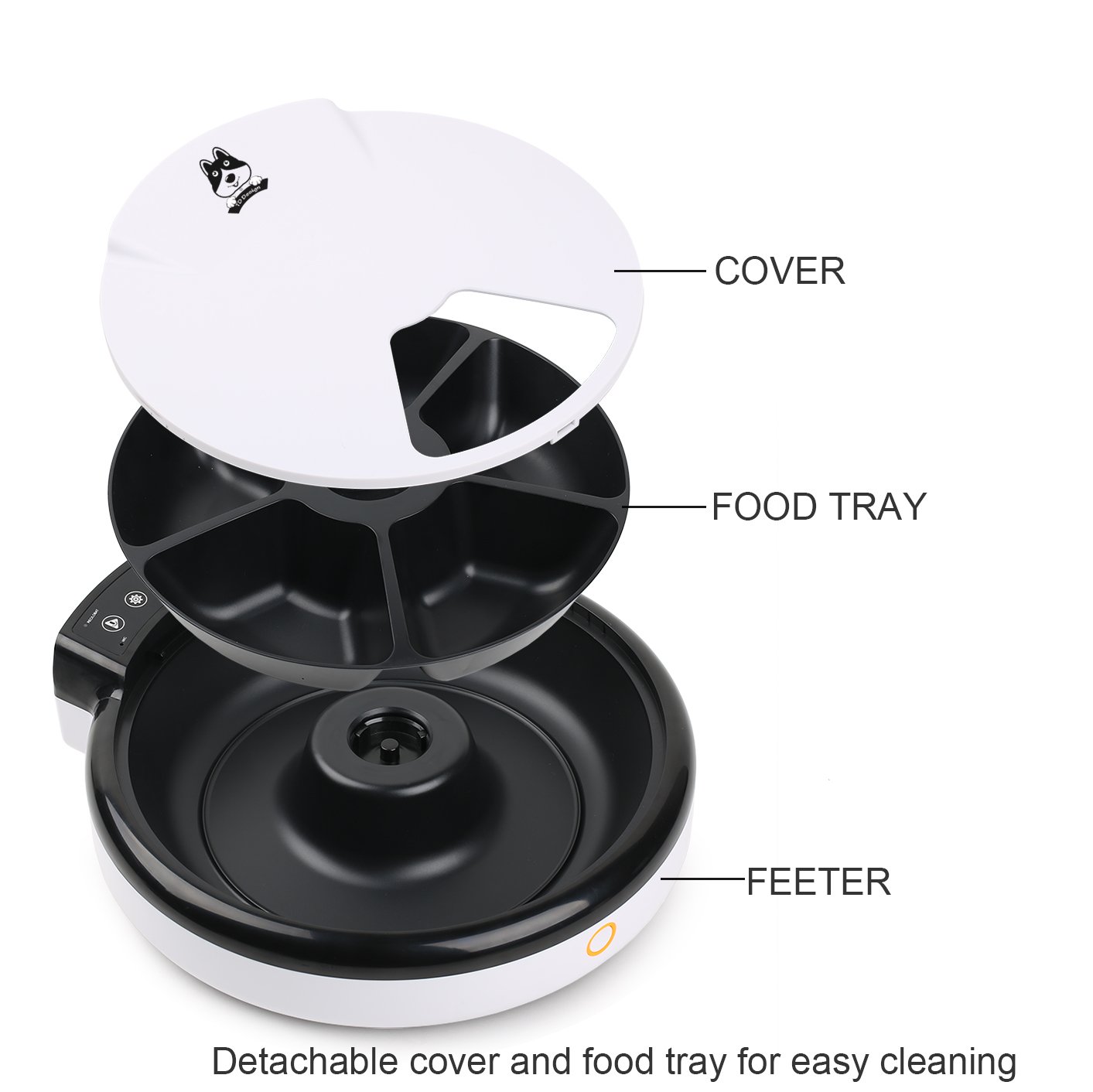 Automatic Pet Feeder for Cats & Dogs - 5 Meal Programmable Timer, 5 x 240ml Dry Food Dispenser | Perfect for Home, Office & Travel Use