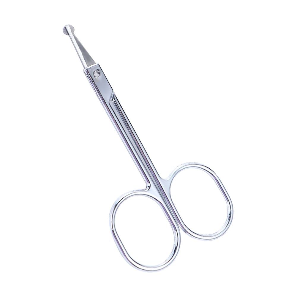 Professional Stainless Steel Round Tip Eyebrow & Nose Hair Scissors - Precision Grooming Tool for Eyebrows, Eyelashes, Facial Hair Trimming - Perfect for Home Salon & Travel Grooming Kit