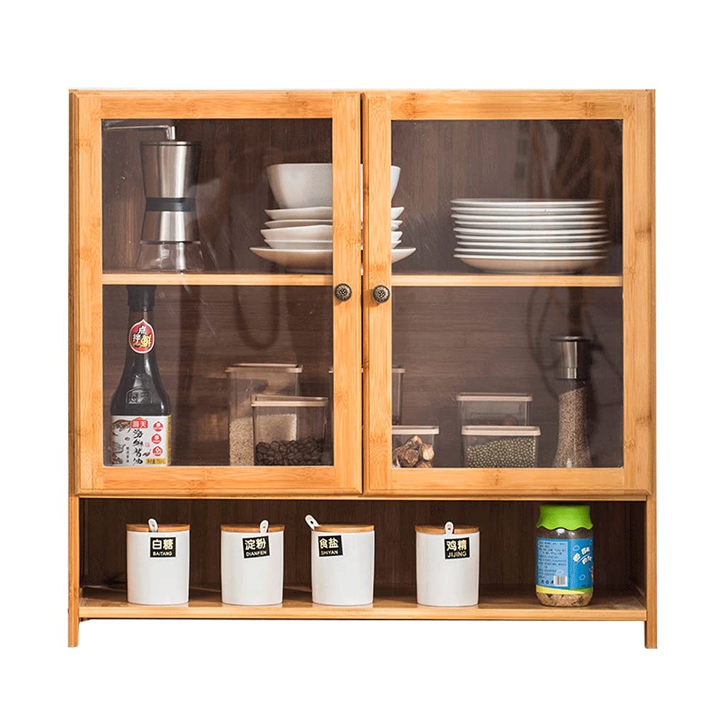 Japanese Style Bamboo Sideboard - 66cm Multifunctional Kitchen Storage Cabinet for Spices, Dishes & Utensils | Perfect for Restaurants, Coffee Counters & Home Kitchens (Brown)