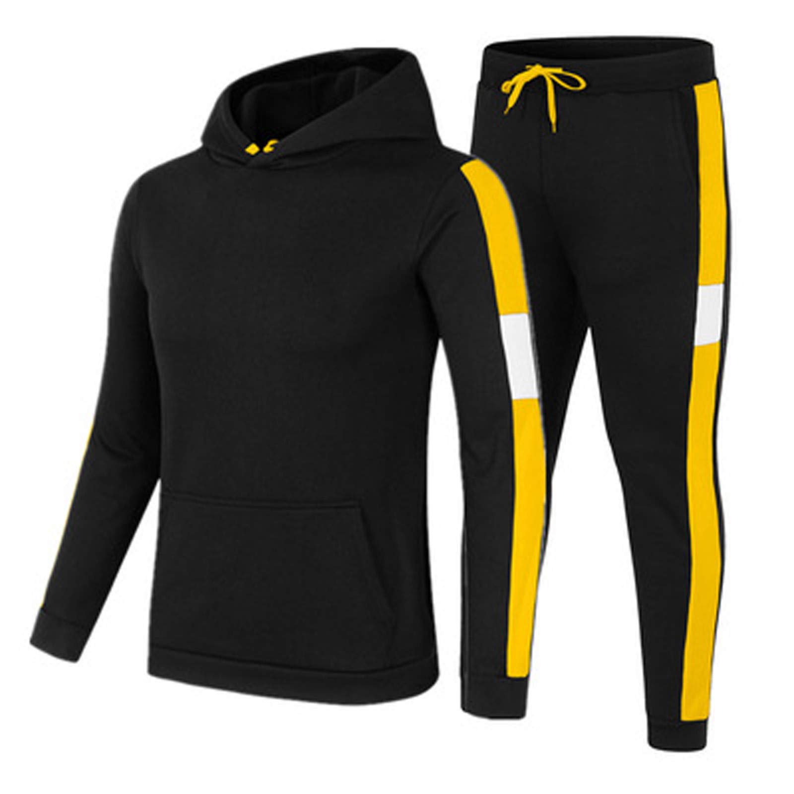 Men's Color Block Hoodie & Joggers Set - Casual Sportswear Tracksuit for Gym, Running & Streetwear | Fashionable Sweatshirt & Sweatpants Outfit