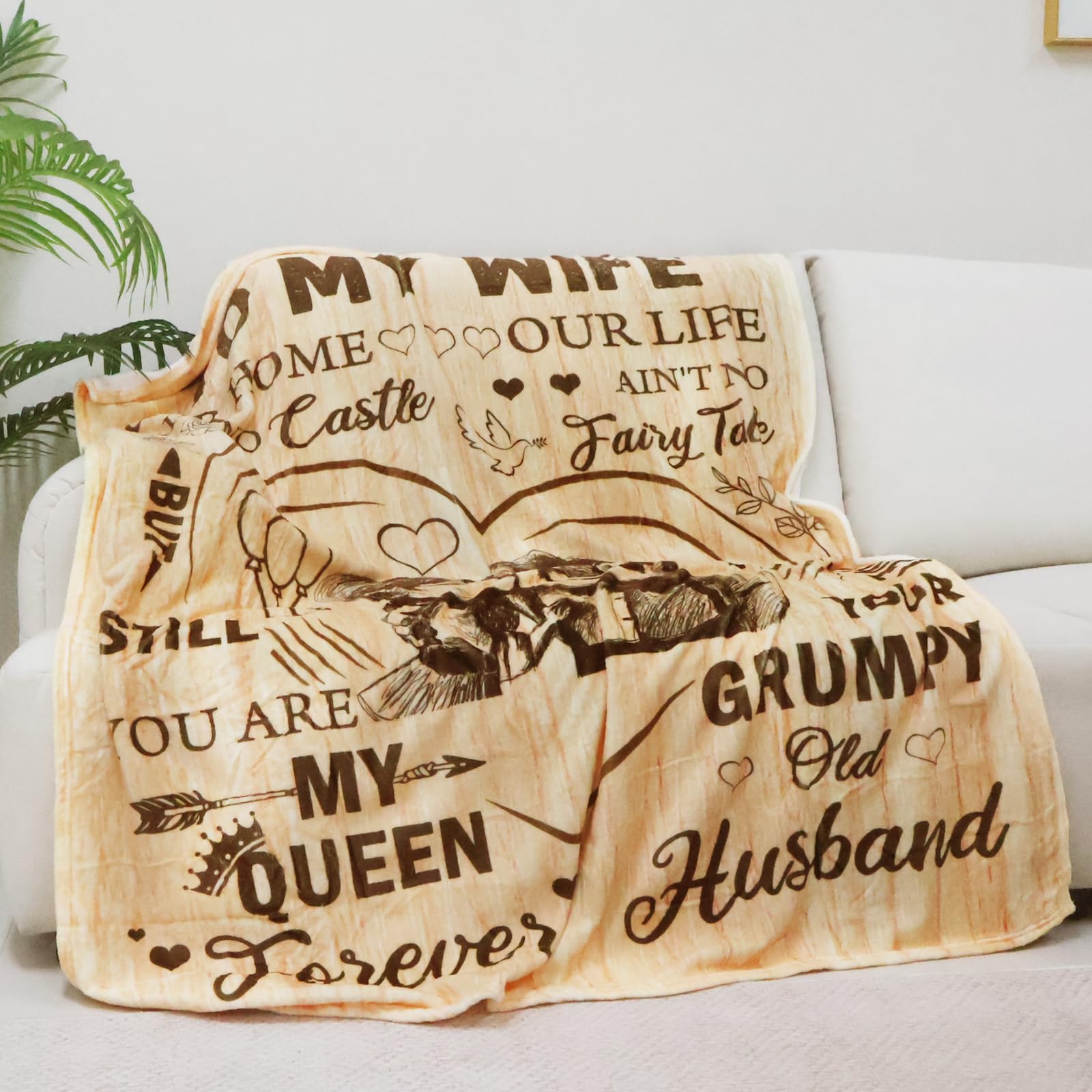 Romantic Anniversary Blanket Gift for Wife - Soft & Cozy Throw Blanket for Her - Perfect Valentine's Day, Mother's Day & Birthday Present from Husband - Ideal for Cuddling, Movie Nights & Home Decor