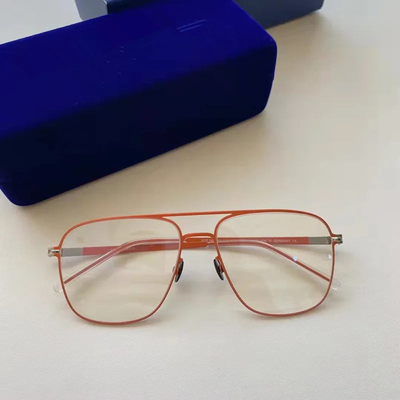 Unisex Full Rim Square Screwless Stainless Steel Eyeglasses Frame 5418 - Lightweight Durable Glasses for Men & Women - Perfect for Reading, Work, and Everyday Use