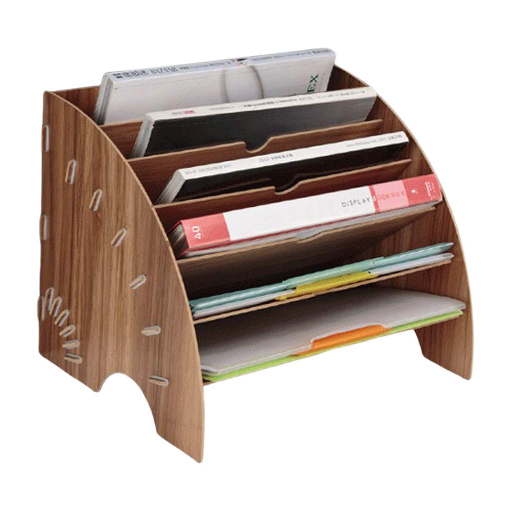 Wooden Fan-Shaped File Holder - Desktop Document Organizer & DIY File Cabinet for Office, Home, or Study | Brown Desk Accessory for Paper Storage and Organization