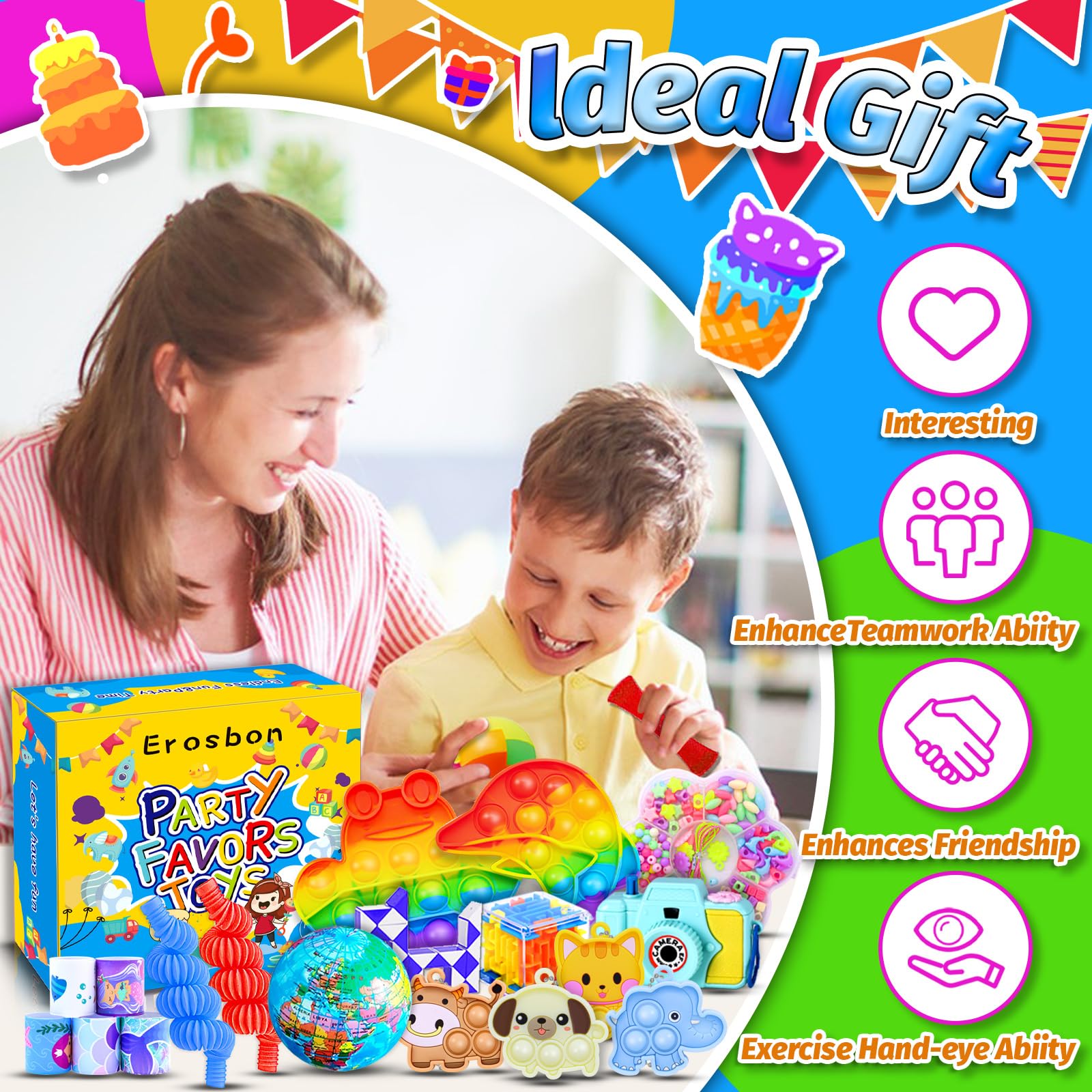 1000pcs Bulk Party Favors for Kids - Fidget Toys Pack, Goodie Bag Stuffers, Treasure Box Prizes for Classroom Rewards, Birthday Party Gifts & Carnival Prizes | Perfect for Birthday Parties, School Events, Carnival Games and Pinata Fillers