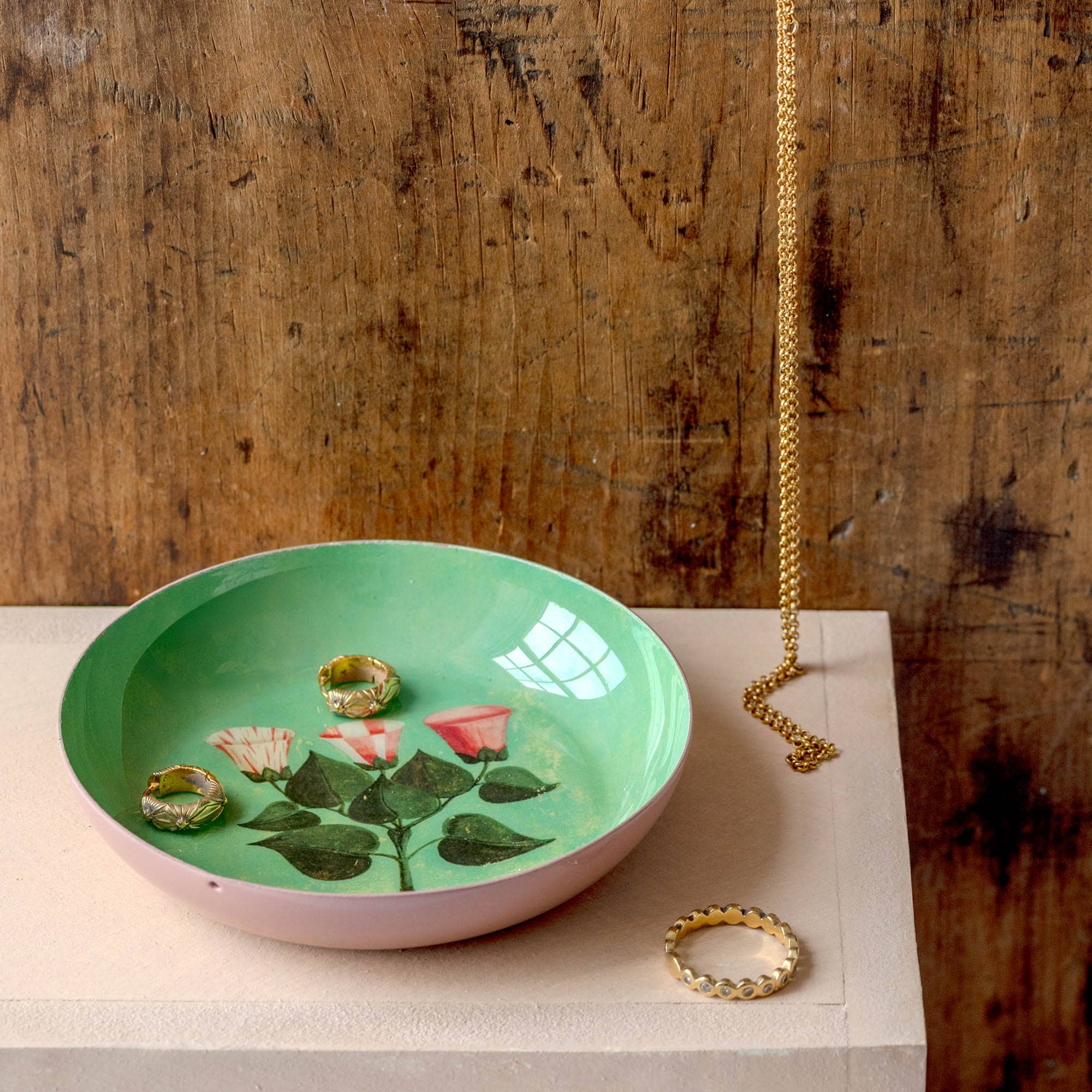 Enamel Trinket Dish - Floral Design Jewelry Tray for Rings, Earrings & Small Accessories | Perfect for Home Decor, Gift Giving & Vanity Organization