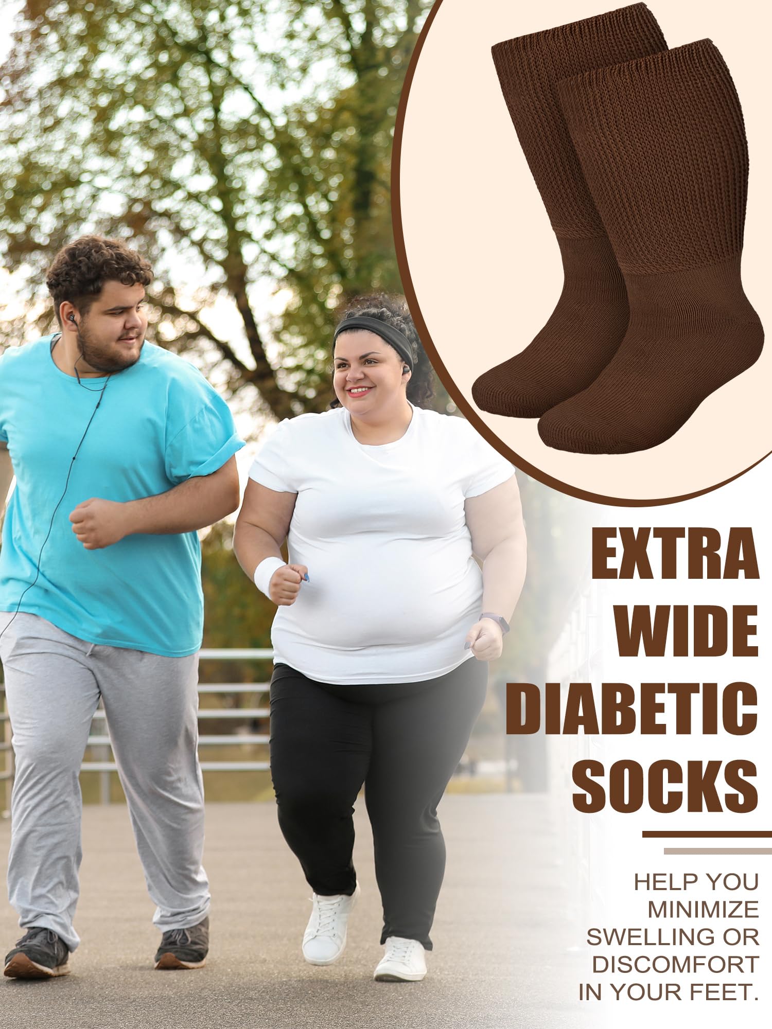 4 Pairs Wide Lymphedema Socks for Women 9-11 - Comfort for Swollen Feet & Bariatric Use