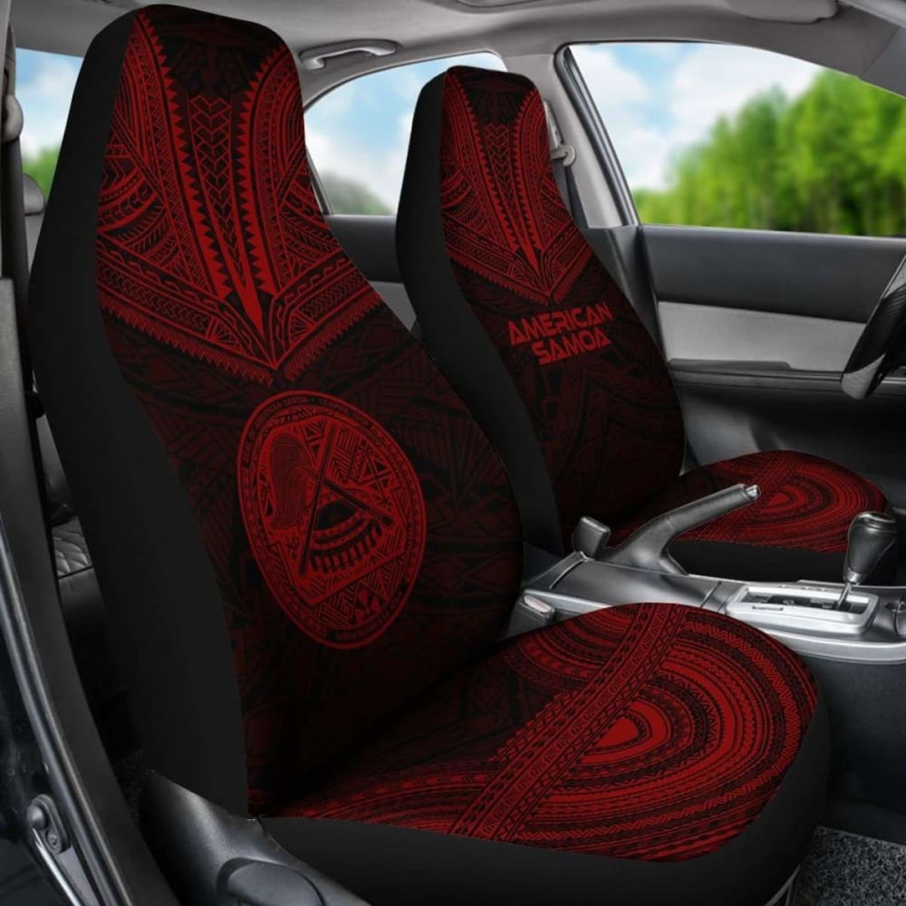 American Samoa Car Seat Cover with Polynesian Chief Tattoo Design - Red Version (10-174914) | Durable Protection for Cars, Trucks & SUVs | Perfect for Travel & Daily Commute