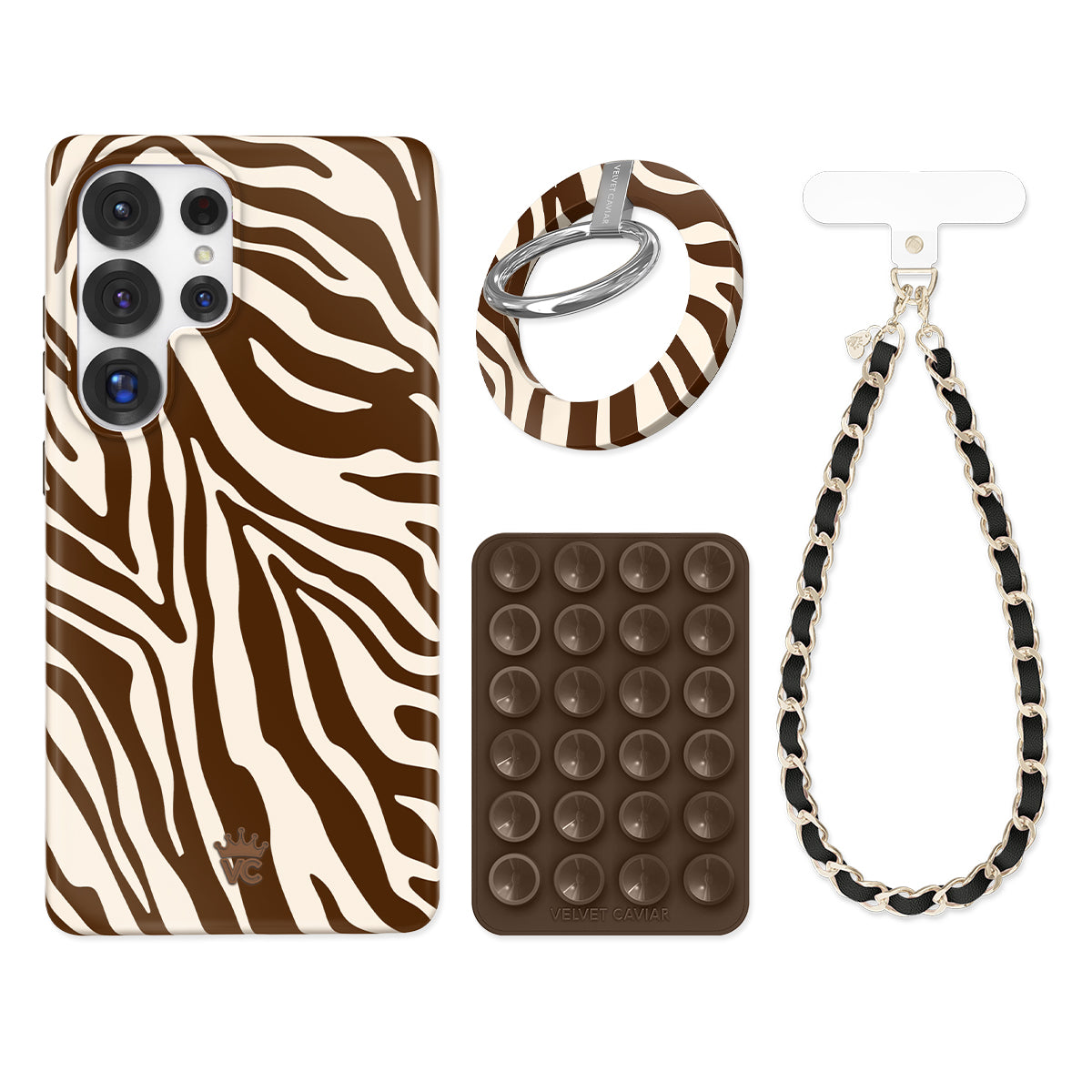 Samsung Phone Grip Stand with Coco Zebra Design - Compatible with Galaxy S21/S20/Note 20 - Non-Slip Holder for Hands-Free Viewing, Perfect for Workouts, Driving & Video Calls