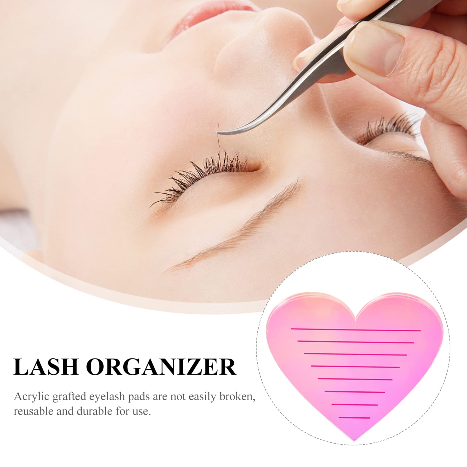 Minkissy Acrylic Heart Shaped False Eyelash Extension Tray - Eyelash Display Board & Grafting Stand for Professional Lash Artists | Perfect for Salon, Spa, and Home Use