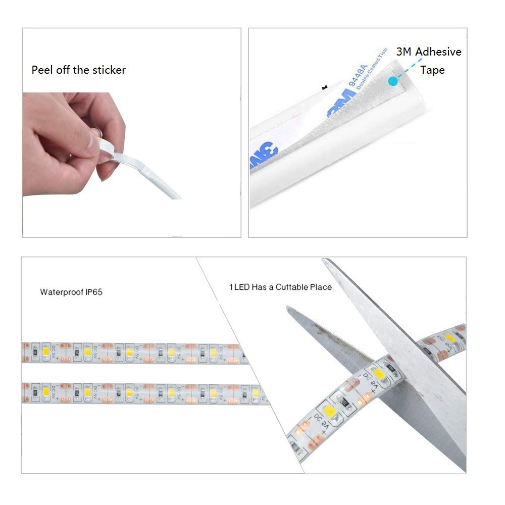 Motion Sensor Wardrobe Light - LED Strip Closet Lights with PIR Auto On/Off, Battery Powered 6000K White Light - Perfect for Bedside, Bathroom, Closet, Cabinet, Kitchen & Stairway Lighting
