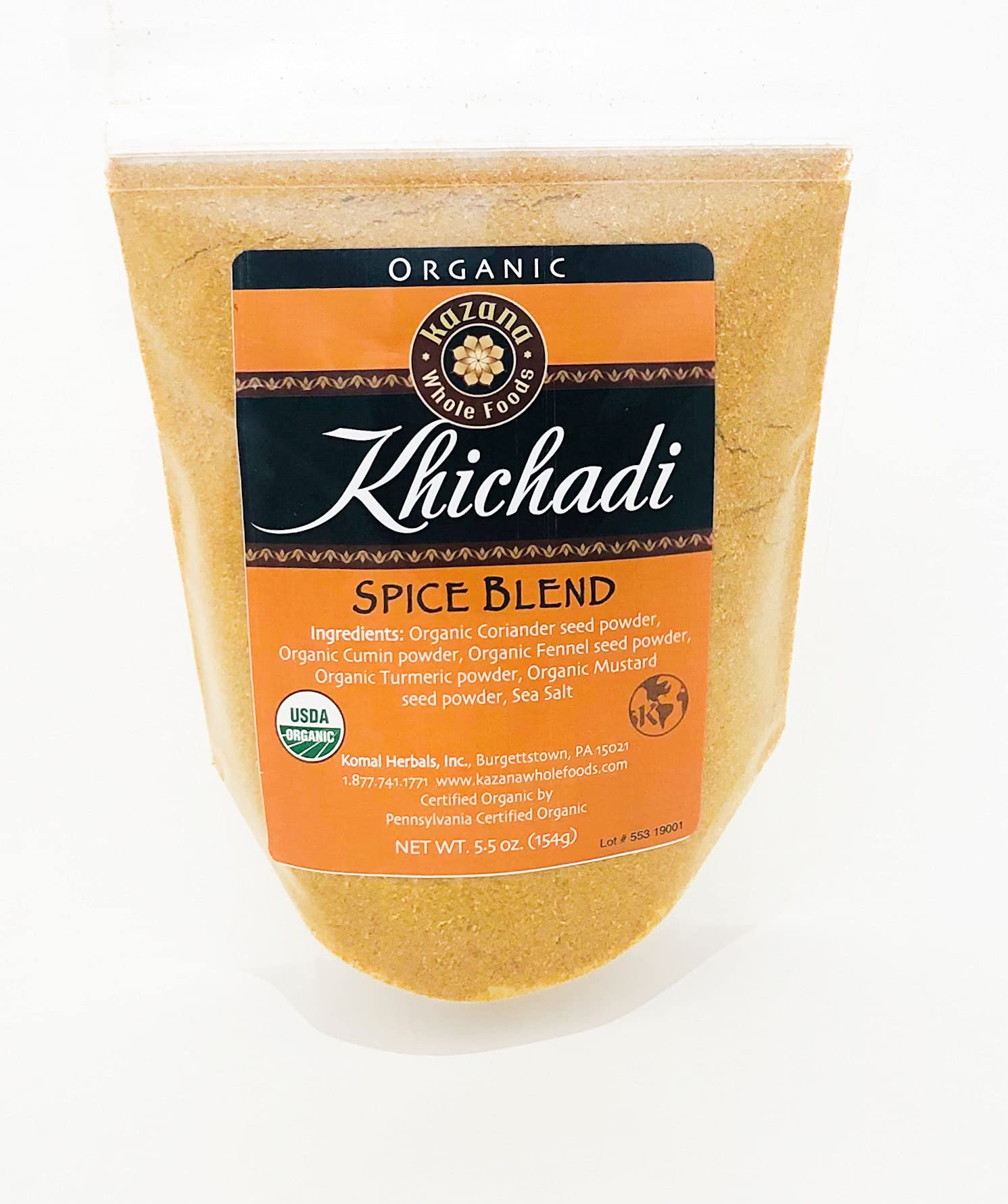 Kazana Organic Khichadi Spice Blend - 100% USDA Organic, Kosher Certified, Gluten-Free, Non-GMO (5.5 oz) - Perfect for Indian Khichdi, Rice Dishes & Vegan Meals