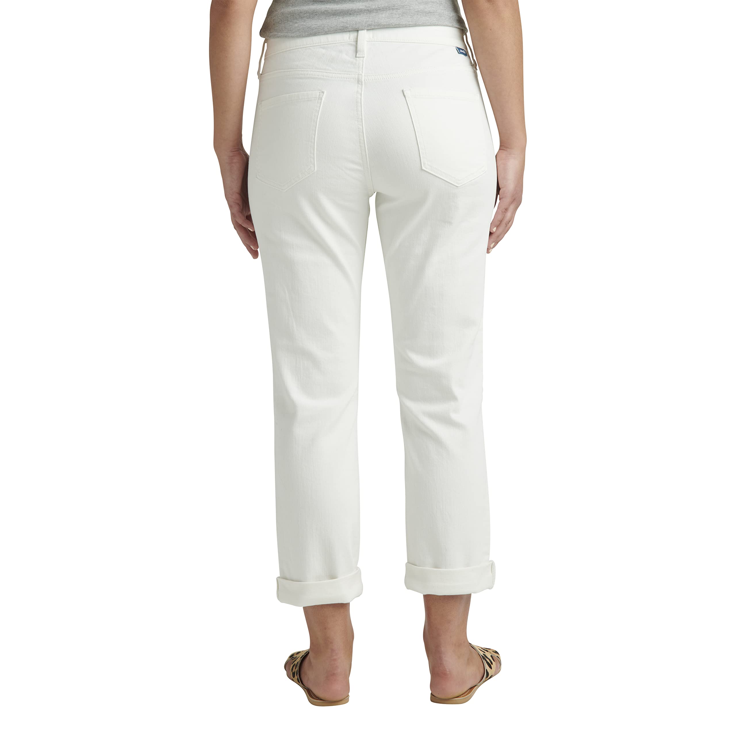 JAG Jeans Women's Carter Mid Rise Girlfriend Jeans - White Size 4 | Comfortable Stretch Denim for Casual Wear & Everyday Outfits