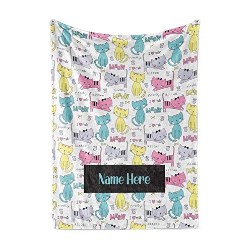Personalized Funny Cat Lover Fleece Throw Blanket - Soft Warm Lightweight Blanket Gift for Cat Owners (Small/Medium/Large) - Perfect for Couch, Bed, Sofa & Winter Snuggles