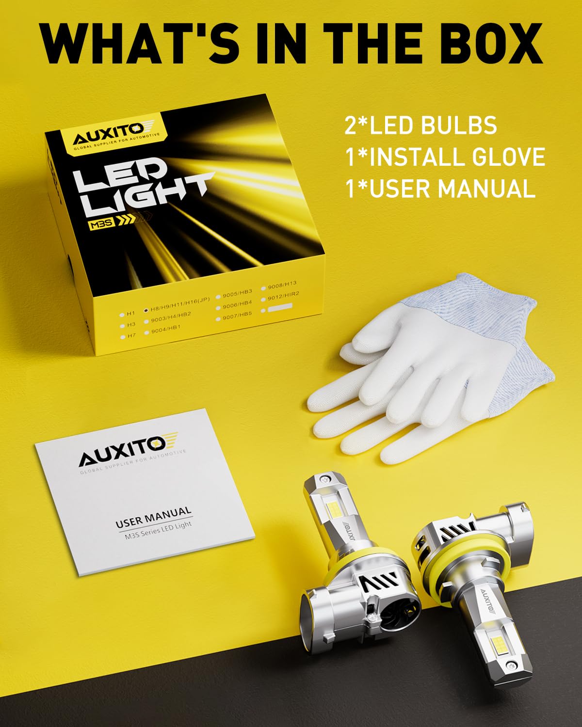 AUXITO H11/H8/H9 LED Bulbs 25000LM 800% Brighter 6500K Cool White - Mini Size Halogen Replacement Bulbs with Fan Cooling, Plug and Play - 2 Pack for Cars, Trucks, SUVs, Motorcycles - Perfect for Night Driving and Off-Road Adventures