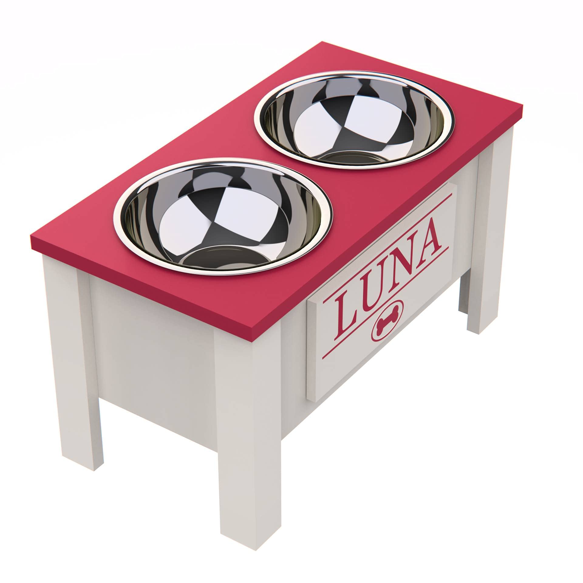 Personalized Elevated Dog Bowl Stand for Large, Medium, Small & X-Small Dogs - Stainless Steel Pet Food & Water Bowls with Internal Storage - Raised Feeder for Better Digestion & Comfort (Large, Magenta) - Perfect for Kitchen, Living Room or Outdoor Use