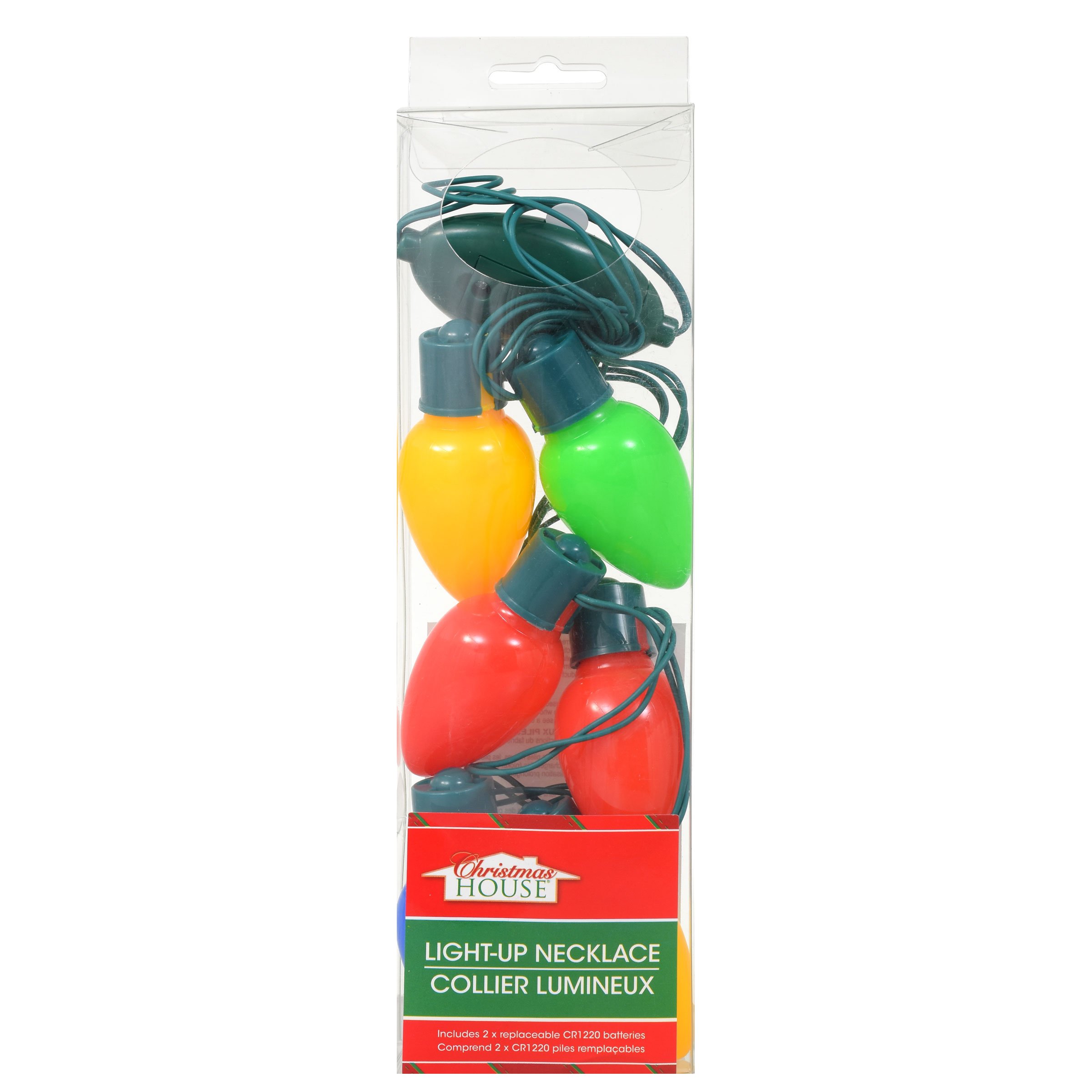 LED Christmas Bulb Necklace - 6 Colorful Battery Operated Lights for Holiday Parties, Festivals & Christmas Events - Perfect for Costumes, Raves & Nighttime Celebrations (1 Pack)