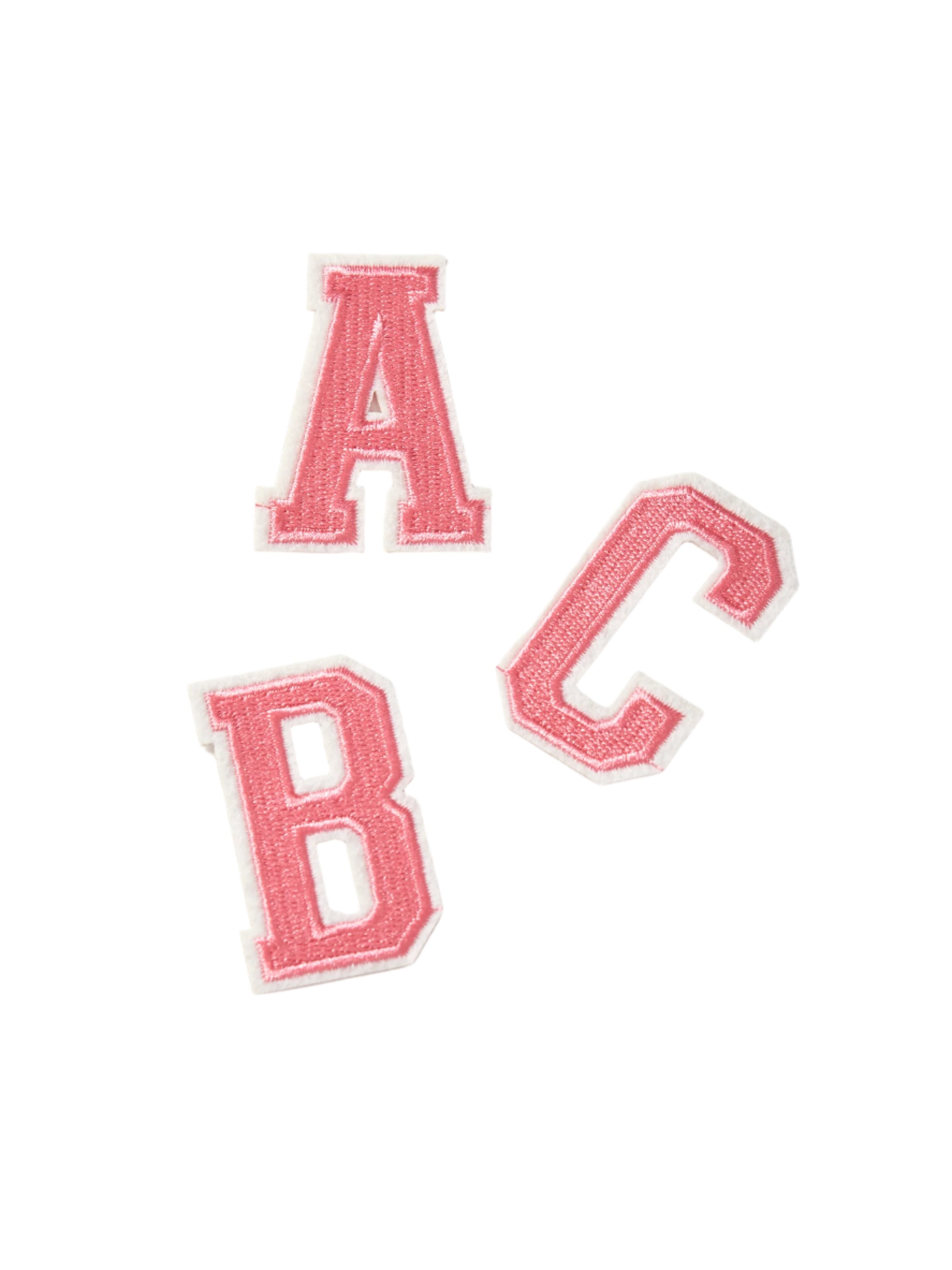 Custom Embroidered Pink Varsity Letter Patch for Jackets, Bags & DIY Crafts - Premium Iron-On Applique for School Spirit & Fashion