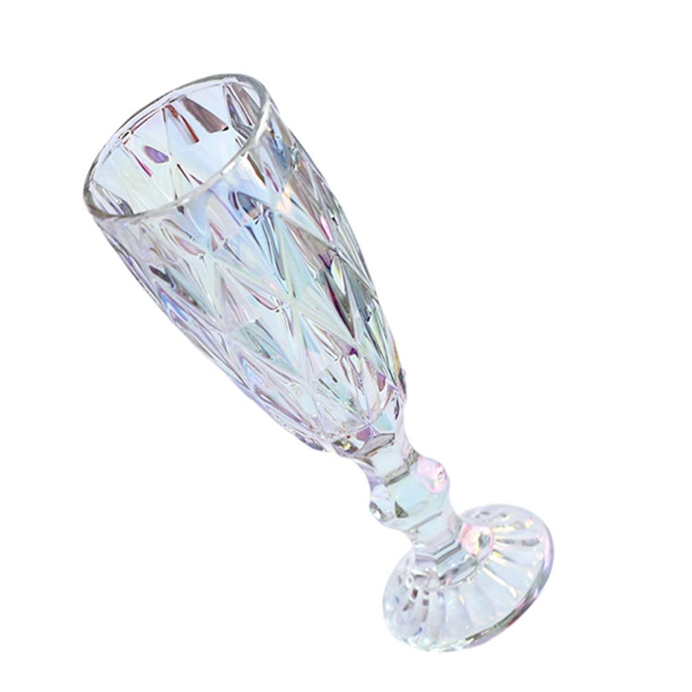 Rainbow Champagne Flutes Set - 6-Piece Elegant Glass Goblets for Cocktails, Wine & Beverages - Perfect for Wedding Toasts, Bridal Showers & Party Celebrations