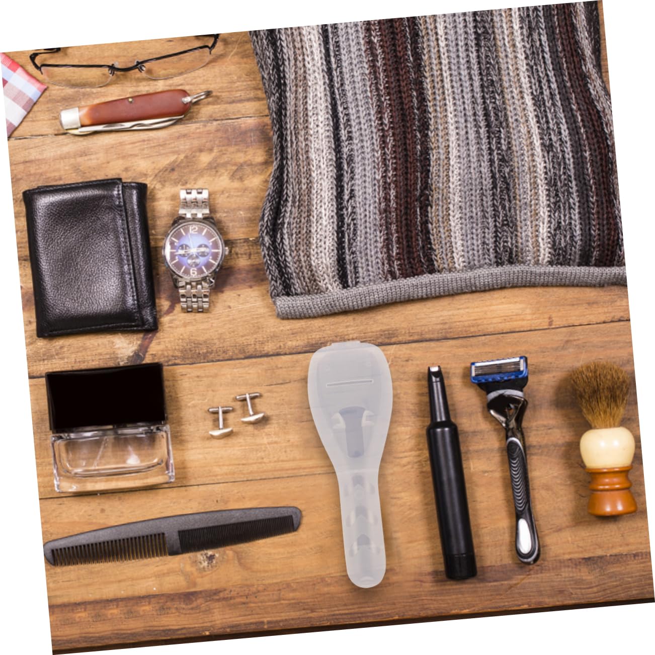 Men's Razor Case 4-Piece Set - Lightweight PP Material Razor Storage Bag & Holder for Travel & Home Use - Perfect for Gym, Camping & Business Trips