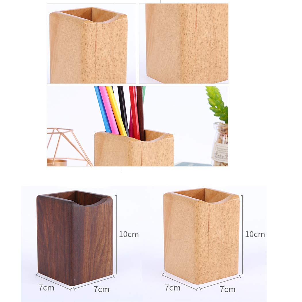 Premium Wooden Pen Holder - Natural Beech Wood Desk Organizer for Pens, Pencils & Office Supplies - Perfect for Home, Office & Classroom Use - Stylish & Functional Gift Idea