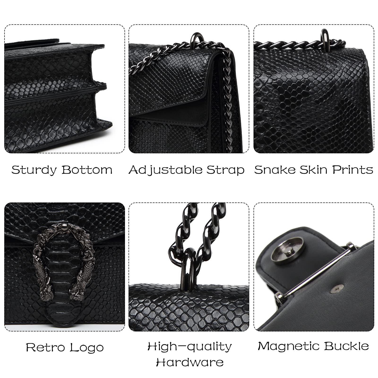 MYHOZEE Women's Crossbody Bag - Snake Print Leather Clutch Purse with Chain Strap, Fashion Shoulder Bag for Evening, Party, and Daily Use