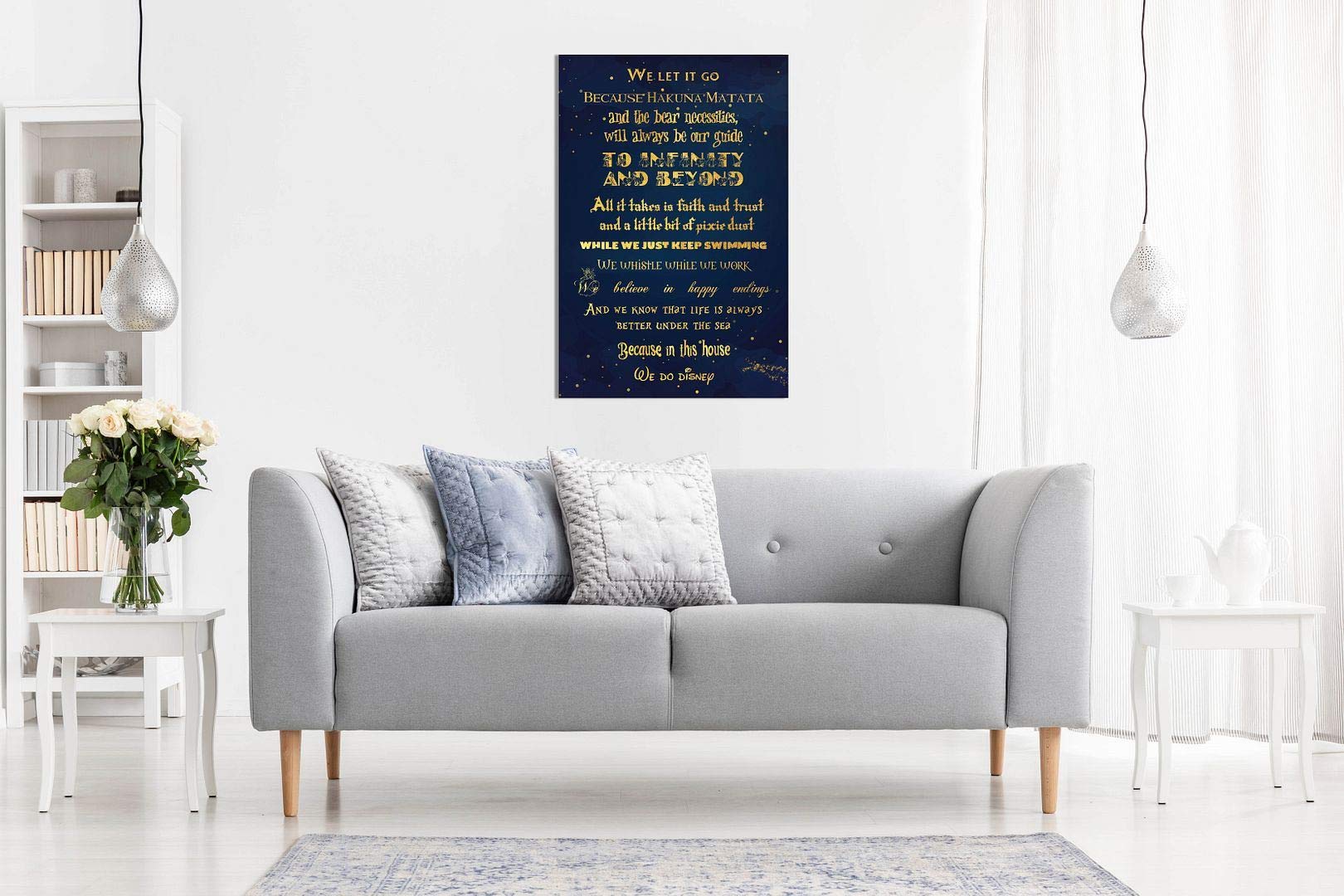 We Do Disney In This House Quote Canvas Wall Art - 18x12 Inch Inspirational Home Decor for Living Room, Bedroom & Nursery - Perfect Disney Fan Gift