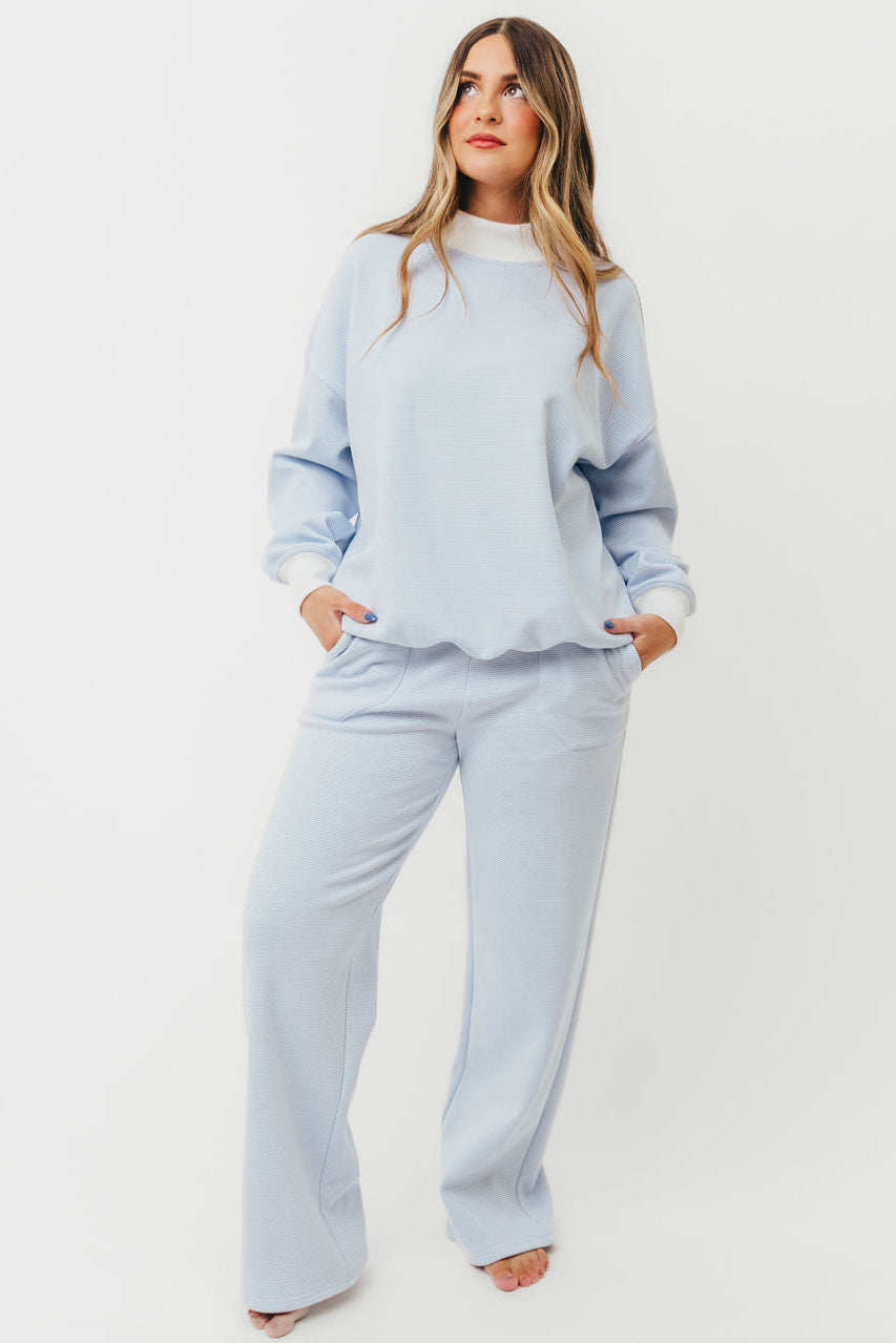 Nixon Mini Striped Sweatpants for Women - Blue and White Casual Joggers | Perfect for Lounge Wear, Yoga, and Running