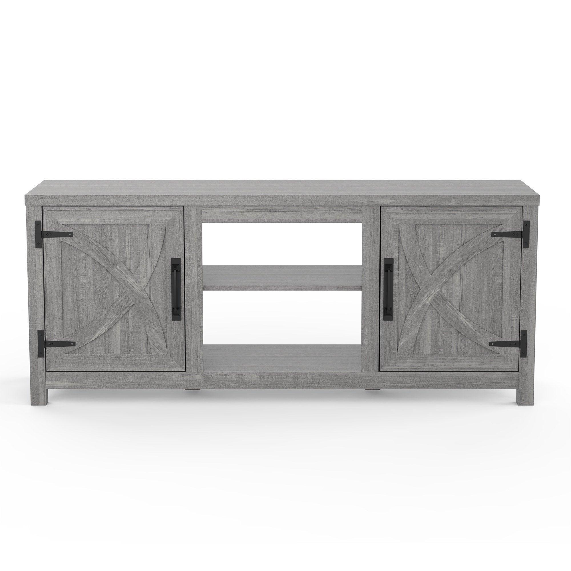 Rustic Farmhouse TV Stand for 58 Inch Flat Screen - Solid Wood Entertainment Center with Storage Cabinet - Perfect for Living Room, Home Theater & Family Room Decor