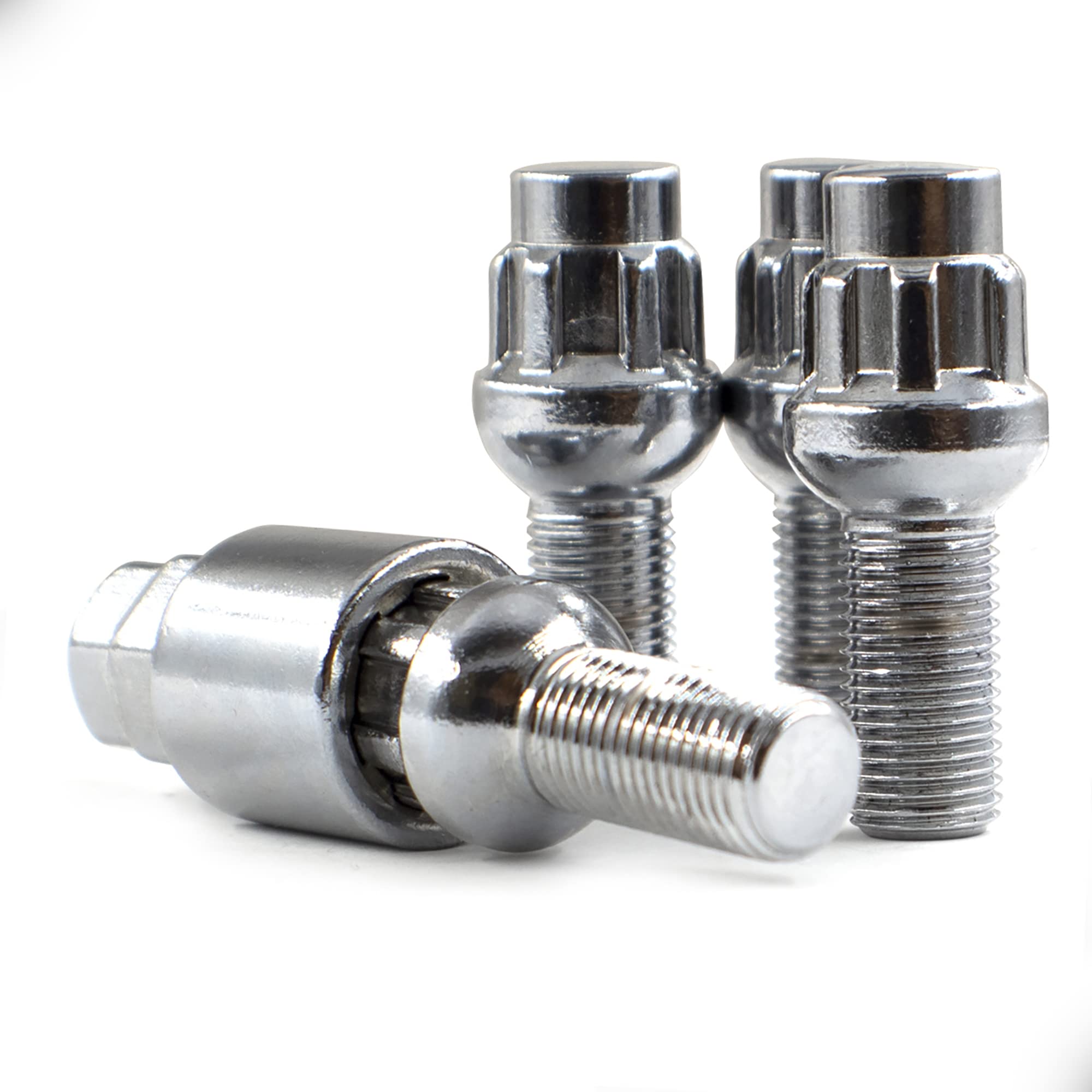 Premium Chrome Lug Bolt Set (14x1.5) - 4pc Wheel Lock Kit for Cars & SUVs