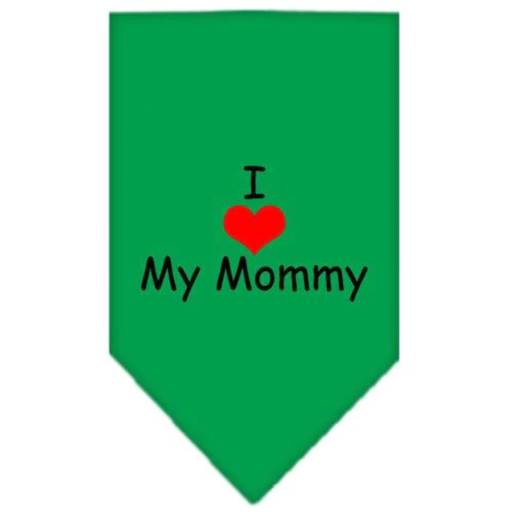 Custom Printed 'I Love My Mommy' Dog Bandana - Emerald Green Small Pet Bandana for Dogs & Cats - Perfect for Pet Birthdays, Holidays & Family Photos