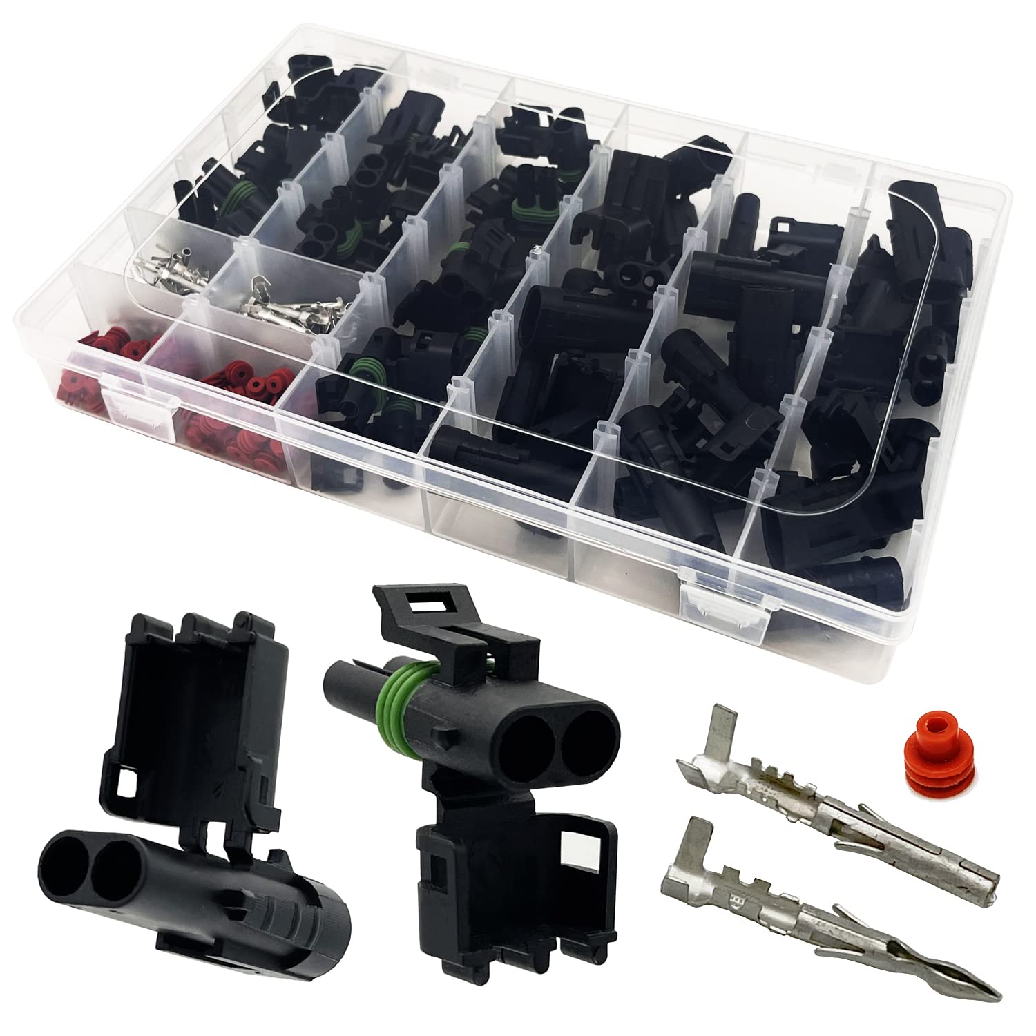 20 Pcs 2 Pin Weatherproof Automotive Electrical Connector Kit - Waterproof 18-14 AWG Wire Terminals for Car, Truck, Boat & Outdoor Electrical Wiring