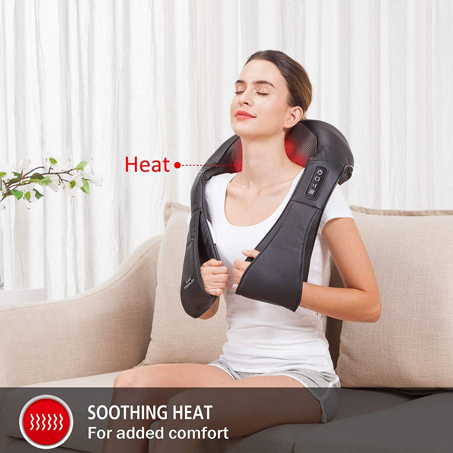 Snailax Cordless Neck and Back Massager with 3D Roller - Shiatsu Deep Tissue Massage for Shoulder Pain Relief - Perfect for Home, Office, and Car Use - Model 632NC