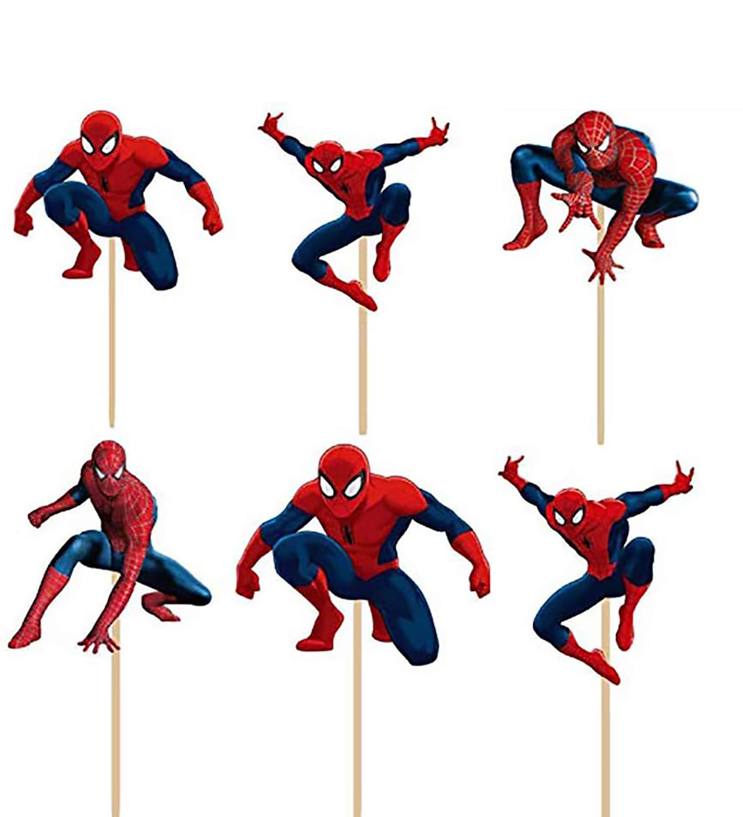 24pcs Spiderman Cupcake Toppers - Superhero Party Supplies for Marvel Birthday Cake Decorations | Perfect for Kids' Birthday Parties, Superhero Themed Events & Marvel Fans