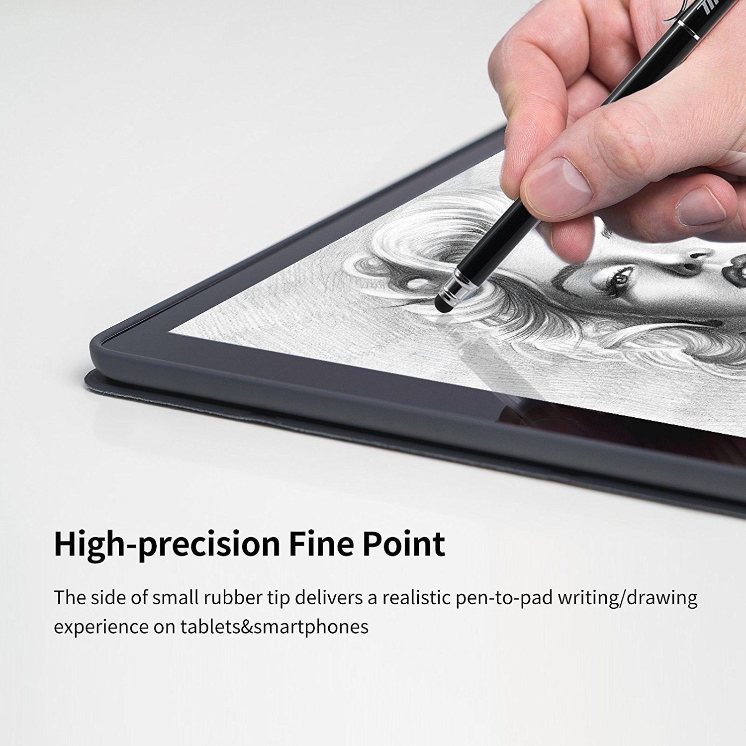 Premium Capacitive Stylus Pen with Dual Rubber Tips - High Sensitivity & Precision Stylus for iPad, iPhone, Samsung Tablets - Perfect for Drawing, Note-Taking & Touch Screen Devices (Black)