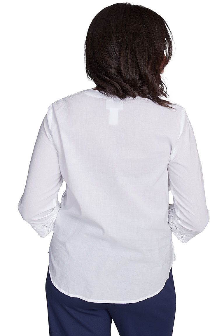 Nantucket Damask Lace Blouse for Women - Elegant Floral Embroidered Tops - Perfect for Summer Beach, Date Night & Office Wear