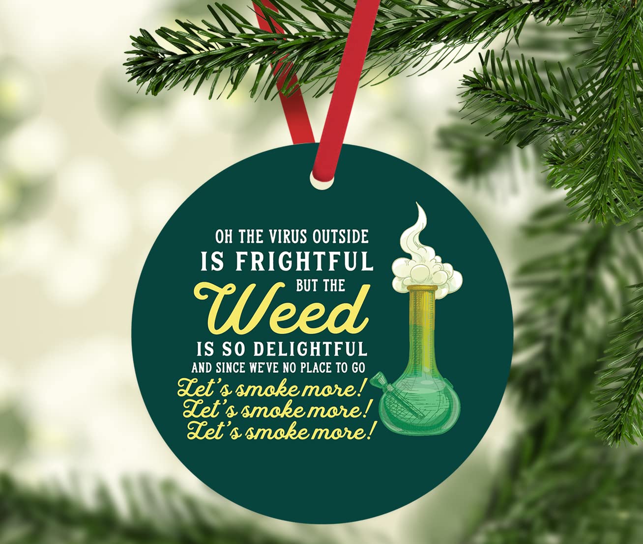 Funny Cannabis Christmas Ornament - 3.5